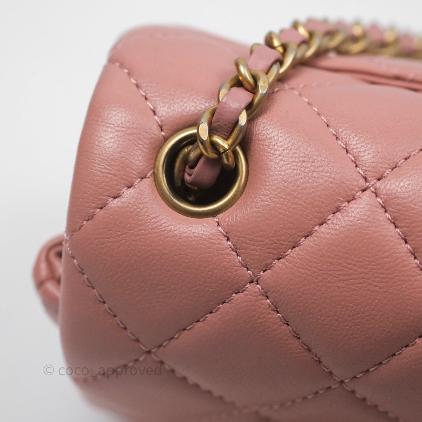 Chanel Mini Rectangular Pearl Crush Dusty Pink Lambskin Aged Gold Hardware