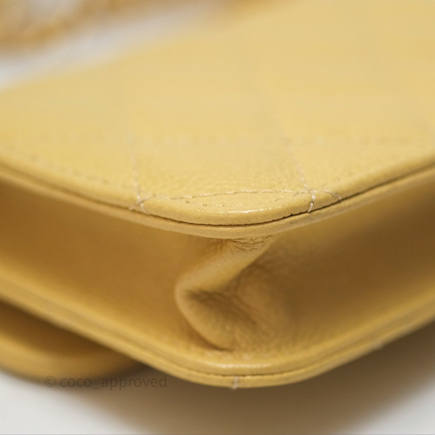 Chanel Mini Clutch With Chain Yellow Caviar Aged Gold Hardware