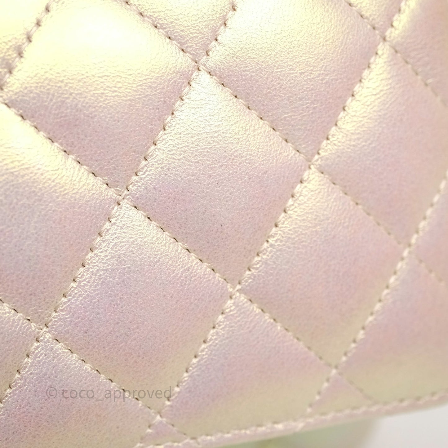 Chanel Classic Medium Double Flap Iridescent Beige Gold Hardware 21S