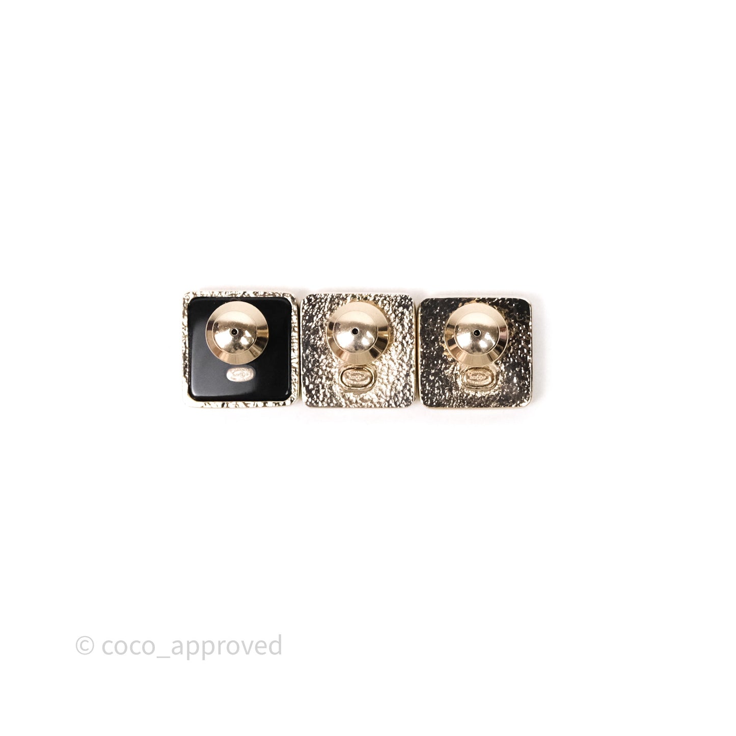 Chanel CC Square Brooch Set in 3 Gold Tone 22P