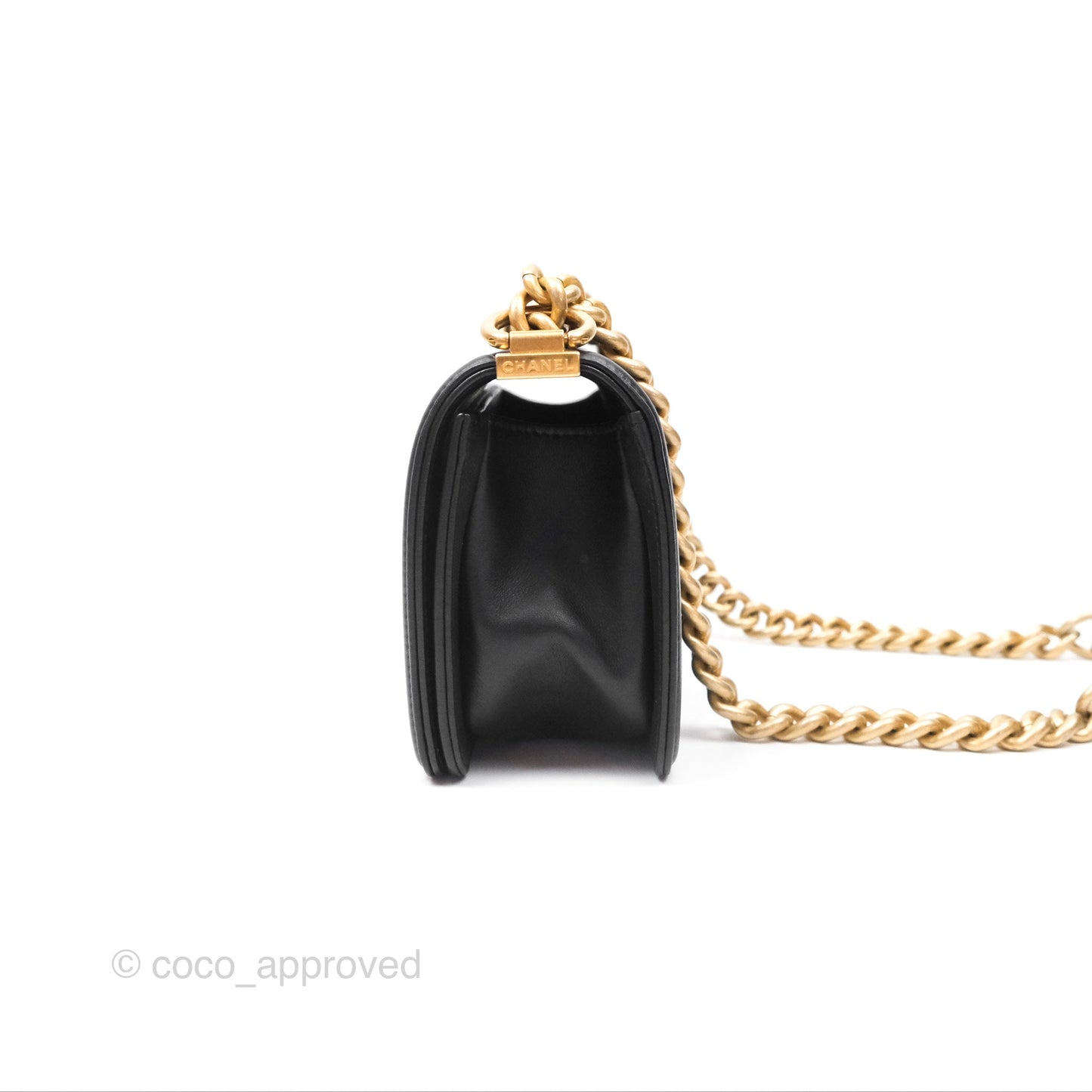 Chanel Small Boy Black Lambskin Aged Gold Hardware