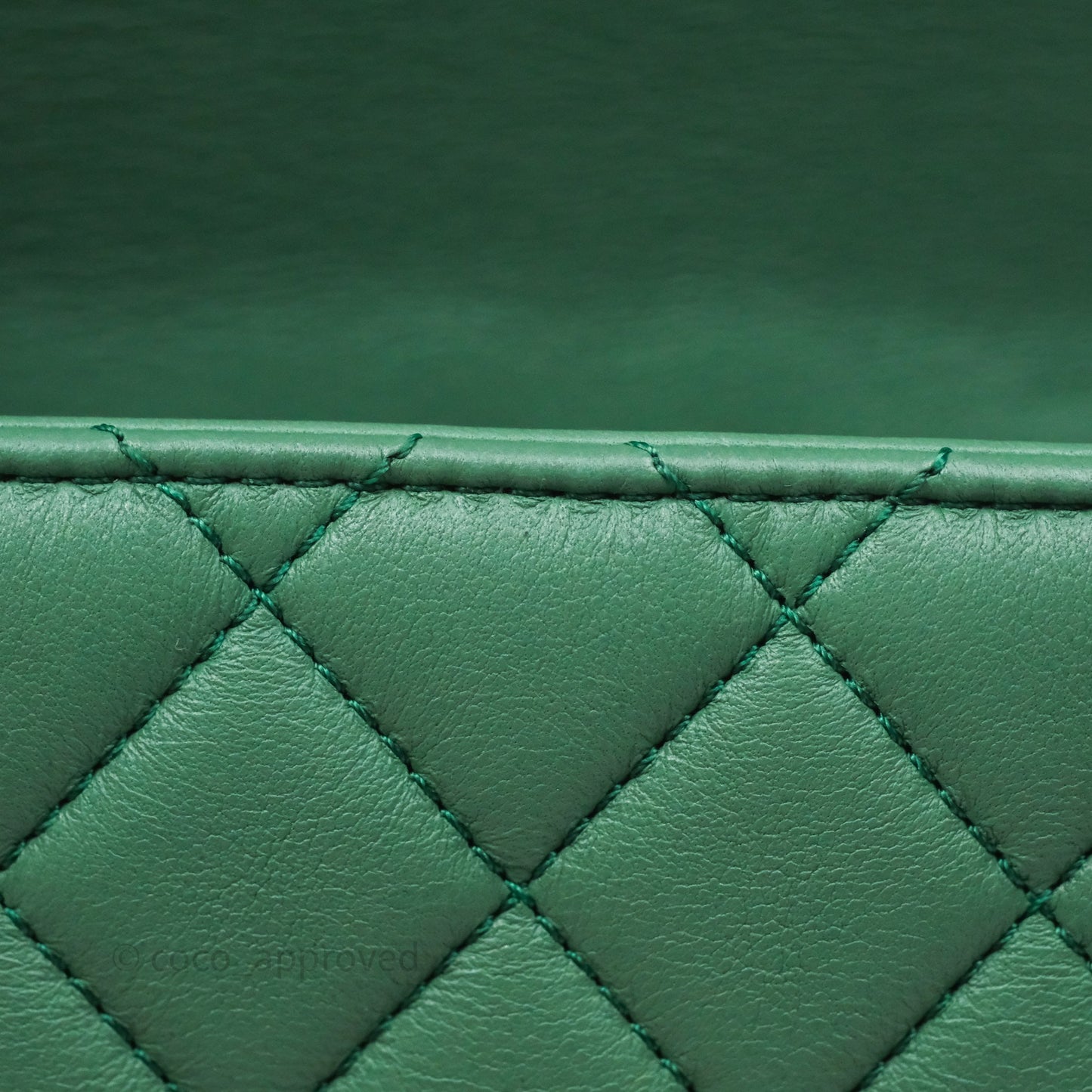 Chanel Pearl Crush Mini Square Quilted Green Lambskin Aged Gold Hardware