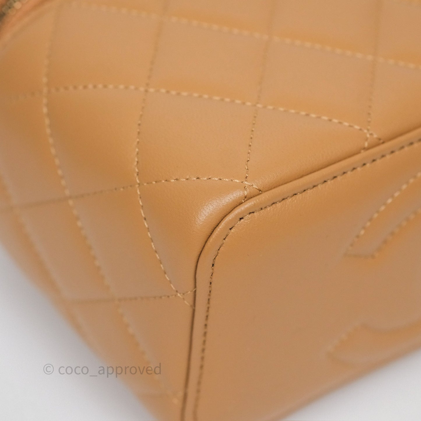 Chanel Top Handle Vanity with Chain Caramel Beige Lambskin Gold Hardware