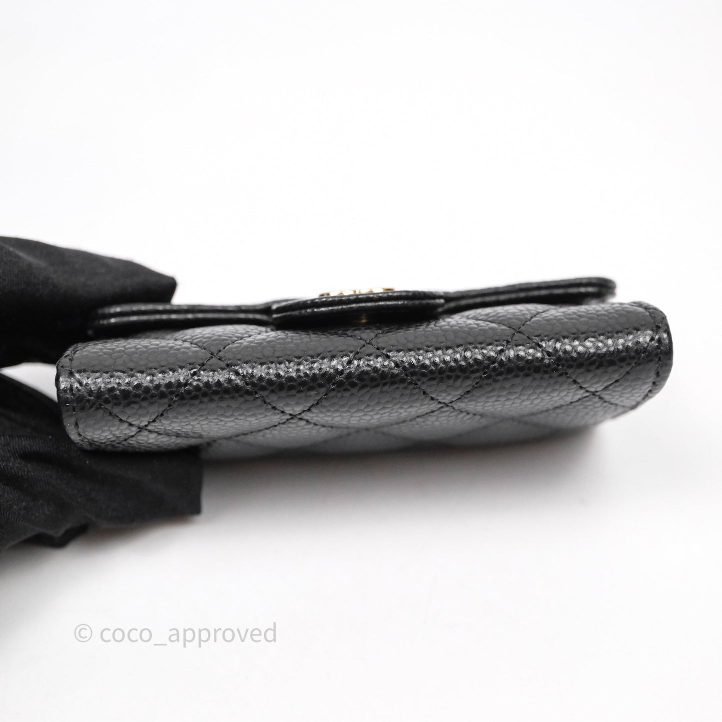 Chanel Quilted Flap Card Holder Caviar Black Gold Hardware