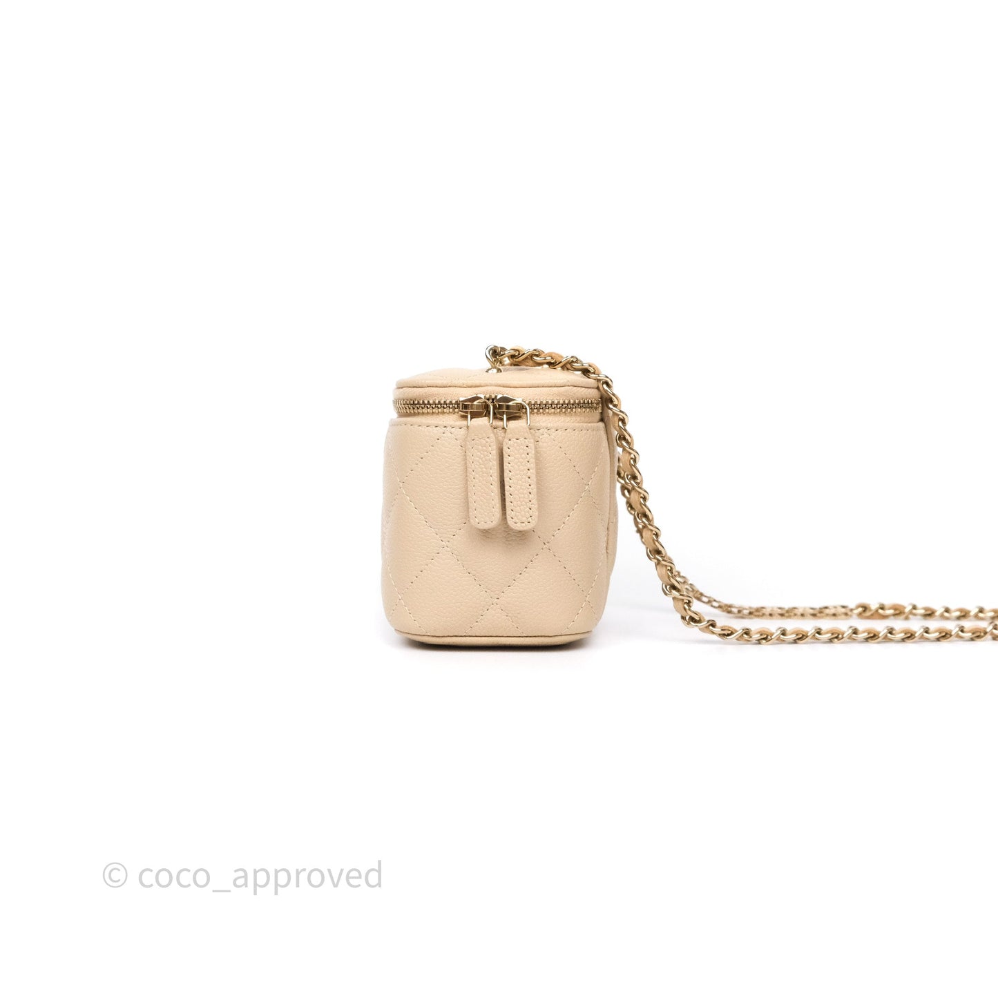 Chanel Mini Vanity With CC Chain Beige Caviar Gold Hardware
