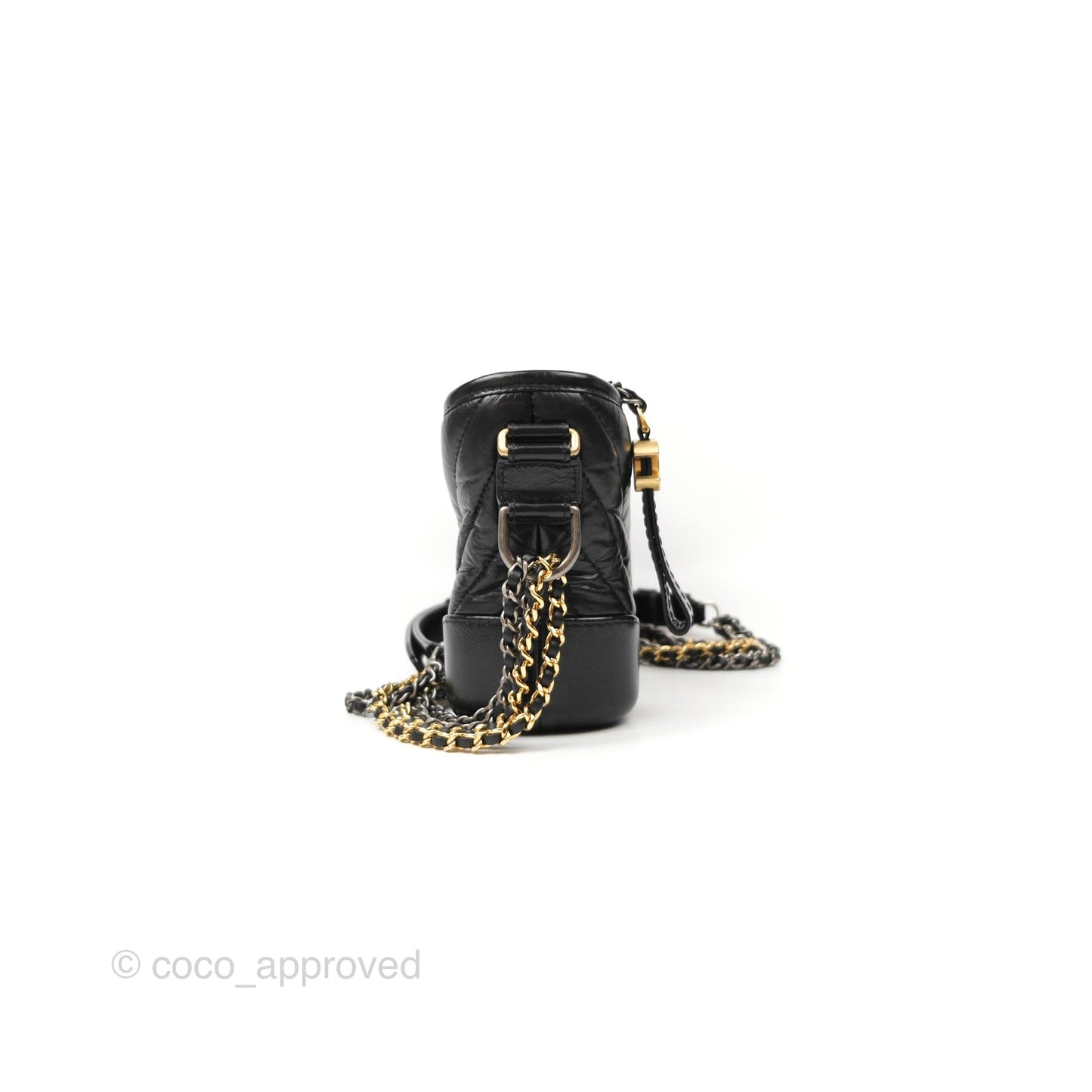 Chanel Chevron Small Gabrielle Hobo Black Aged Calfskin Mixed Hardware
