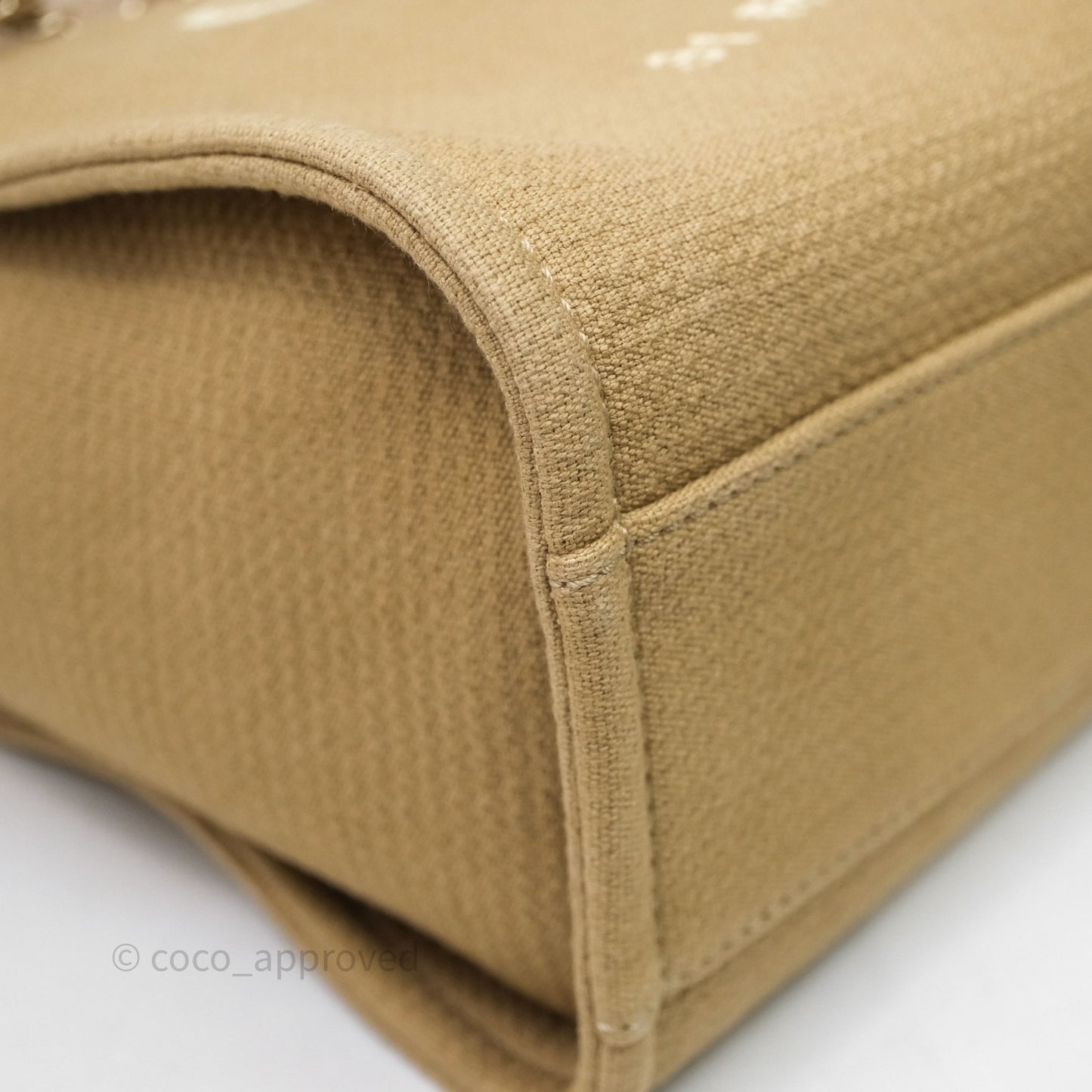 Chanel New Small Canvas Deauville Tote Beige Silver Hardware