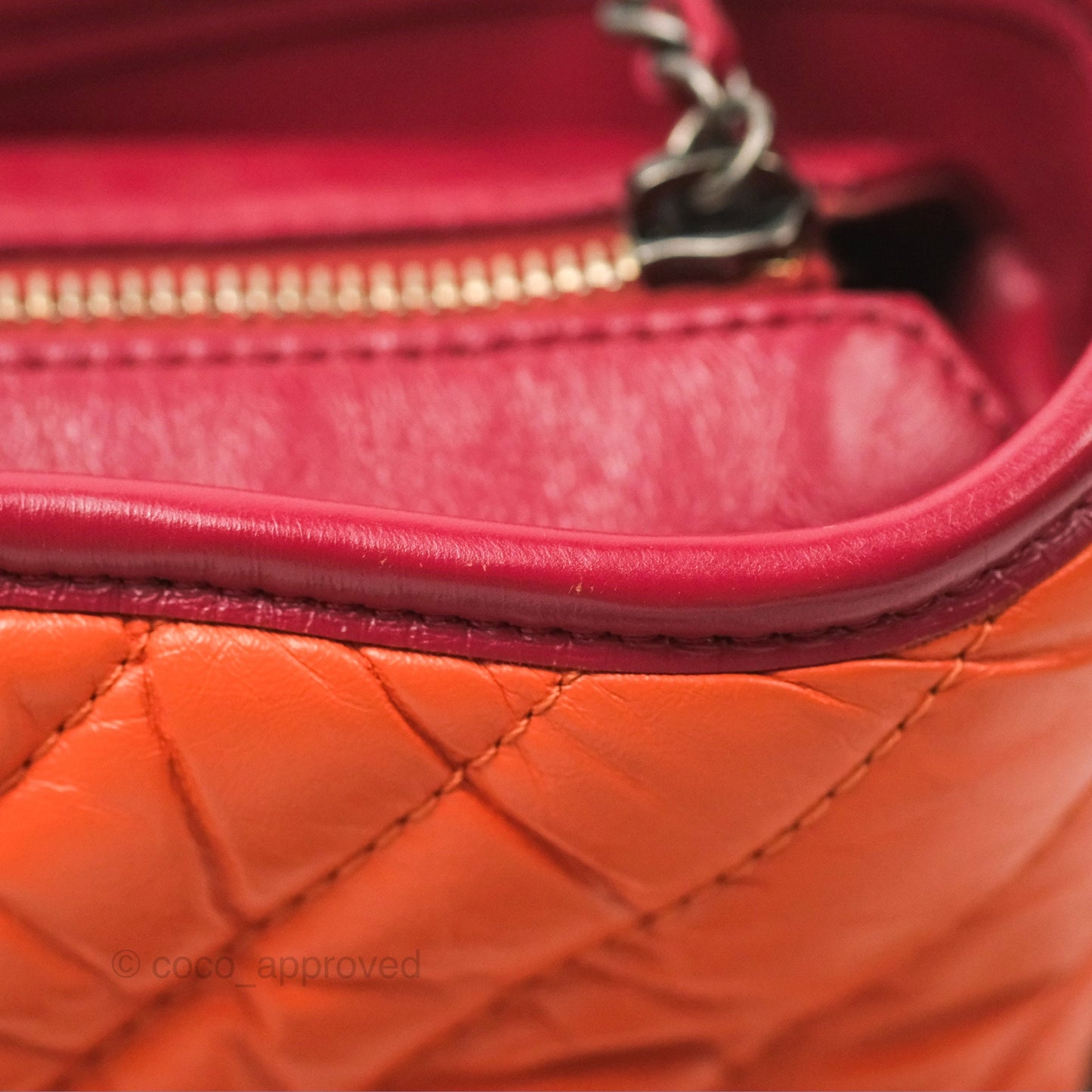 Chanel Small Gabrielle Hobo Chevron Orange Red Aged Calfskin
