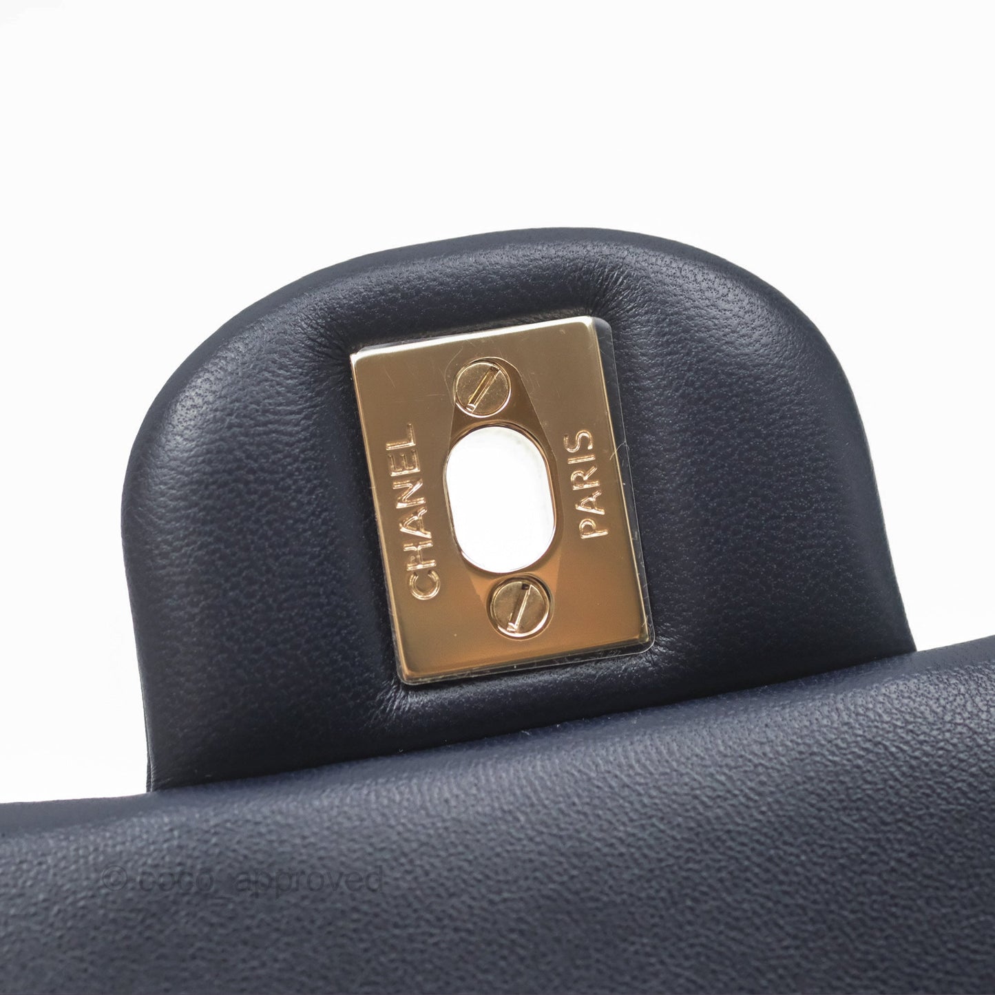 Chanel Top Handle Mini Rectangular Flap Bag Navy Lambskin Gold Hardware