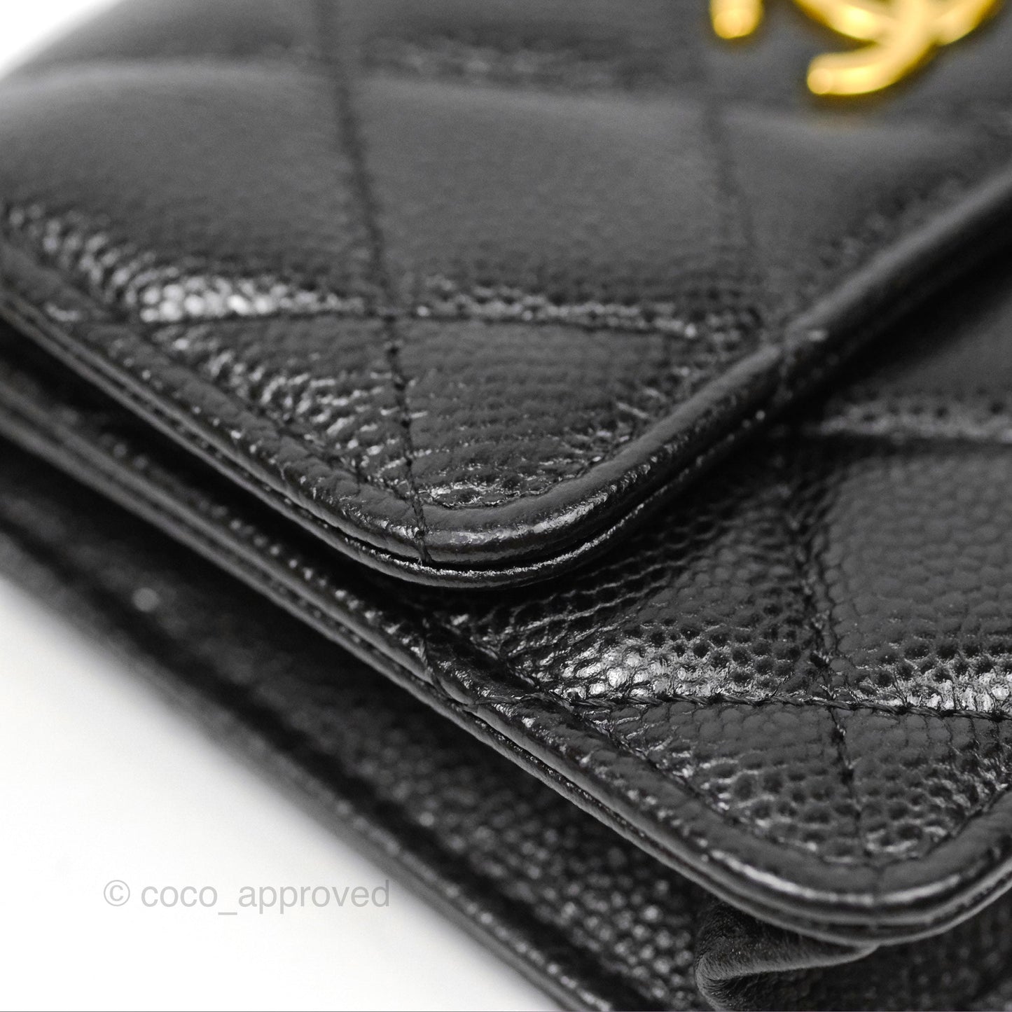 Chanel Miss Coco Clutch With Chain Quilted Black Caviar Gold Hardware