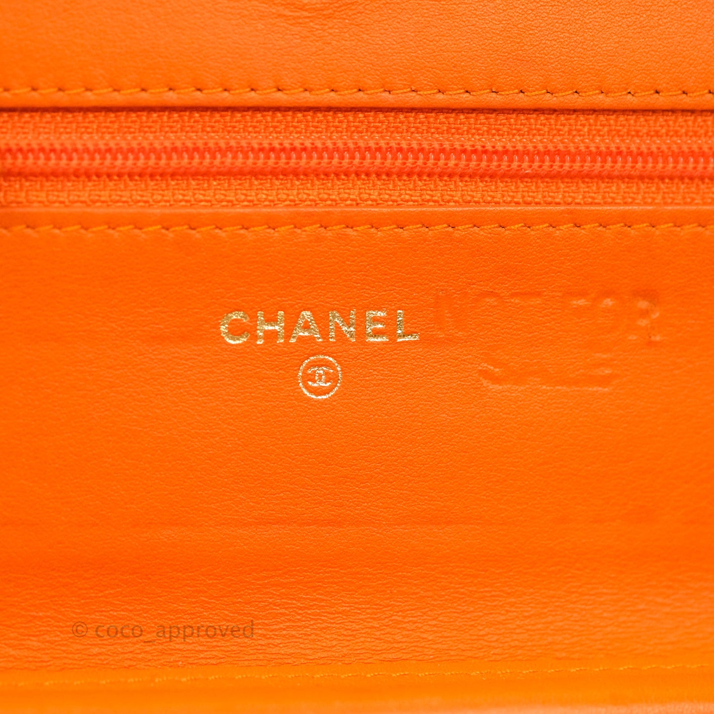 Chanel Wallet on Chain WOC Orange Python Aged Gold Hardware