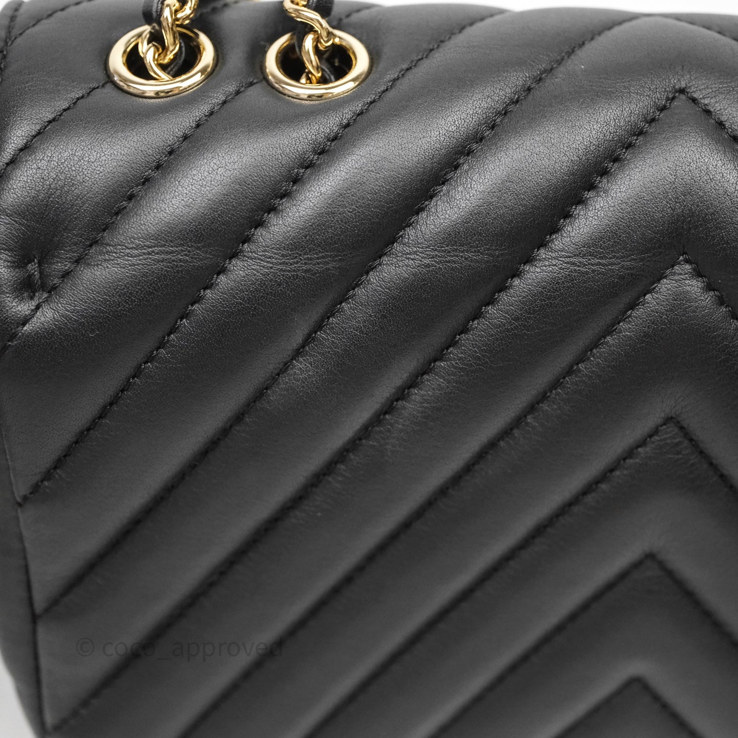 Chanel Black Lambskin Chevron Quilted Statement Flap Bag Light Gold Hardware
