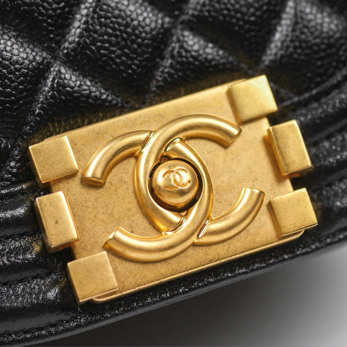 Chanel Boy Messenger Bag Black Caviar Aged Gold Hardware