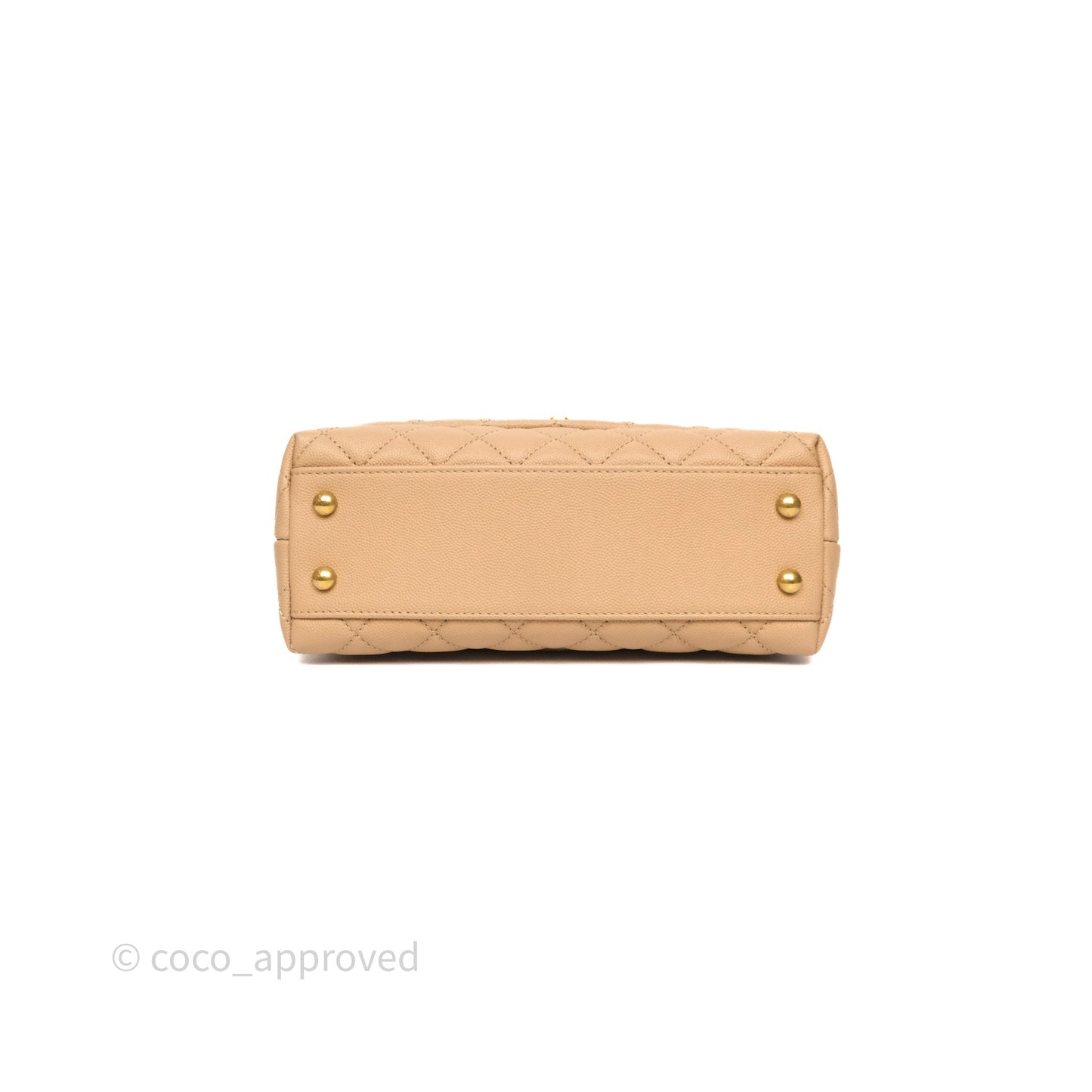Chanel Small Coco Handle Quilted Beige Caviar Gold Hardware Lizard Handle