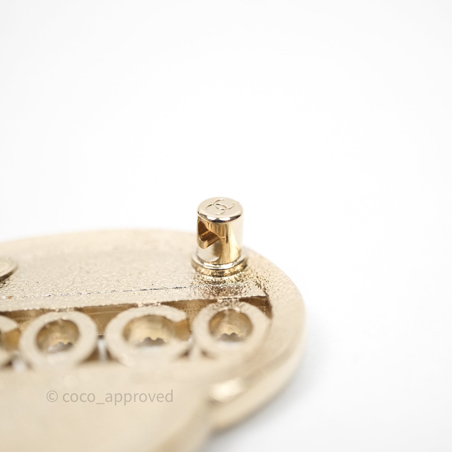 Chanel Coco Logo Crystals Heart Brooch Gold Tone 23B