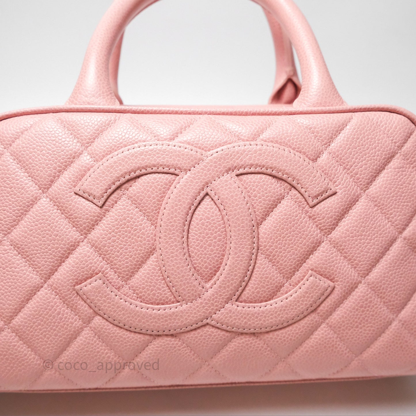 Chanel Vintage Mini CC Boston Bag Sakura Pink Caviar Gold Hardware