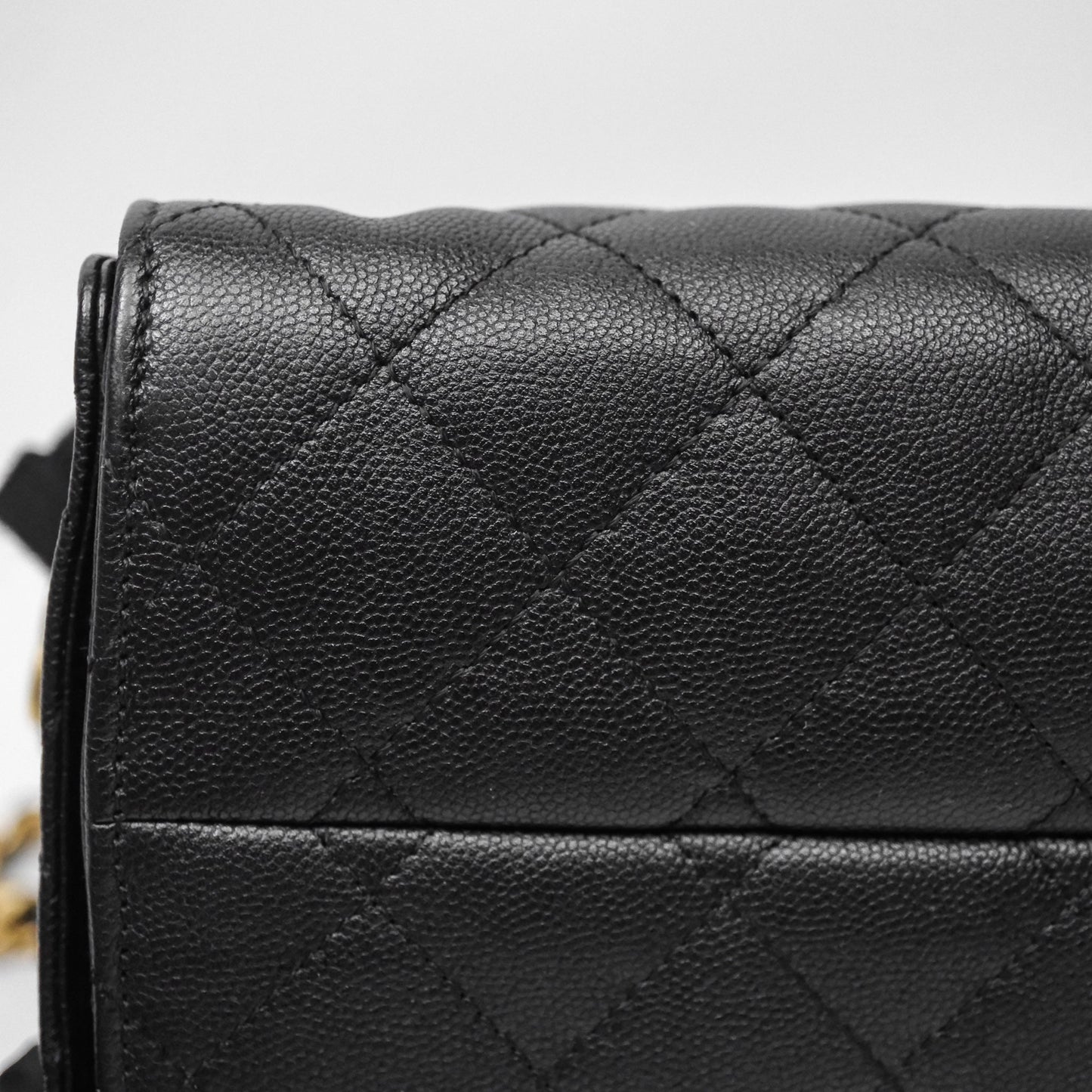 Chanel 25 Small Bag Black Caviar Aged Gold Hardware