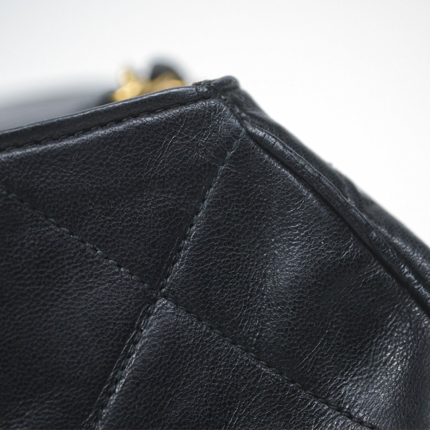 Chanel Vintage Mini Clutch with Chain Black Lambskin Gold Hardware