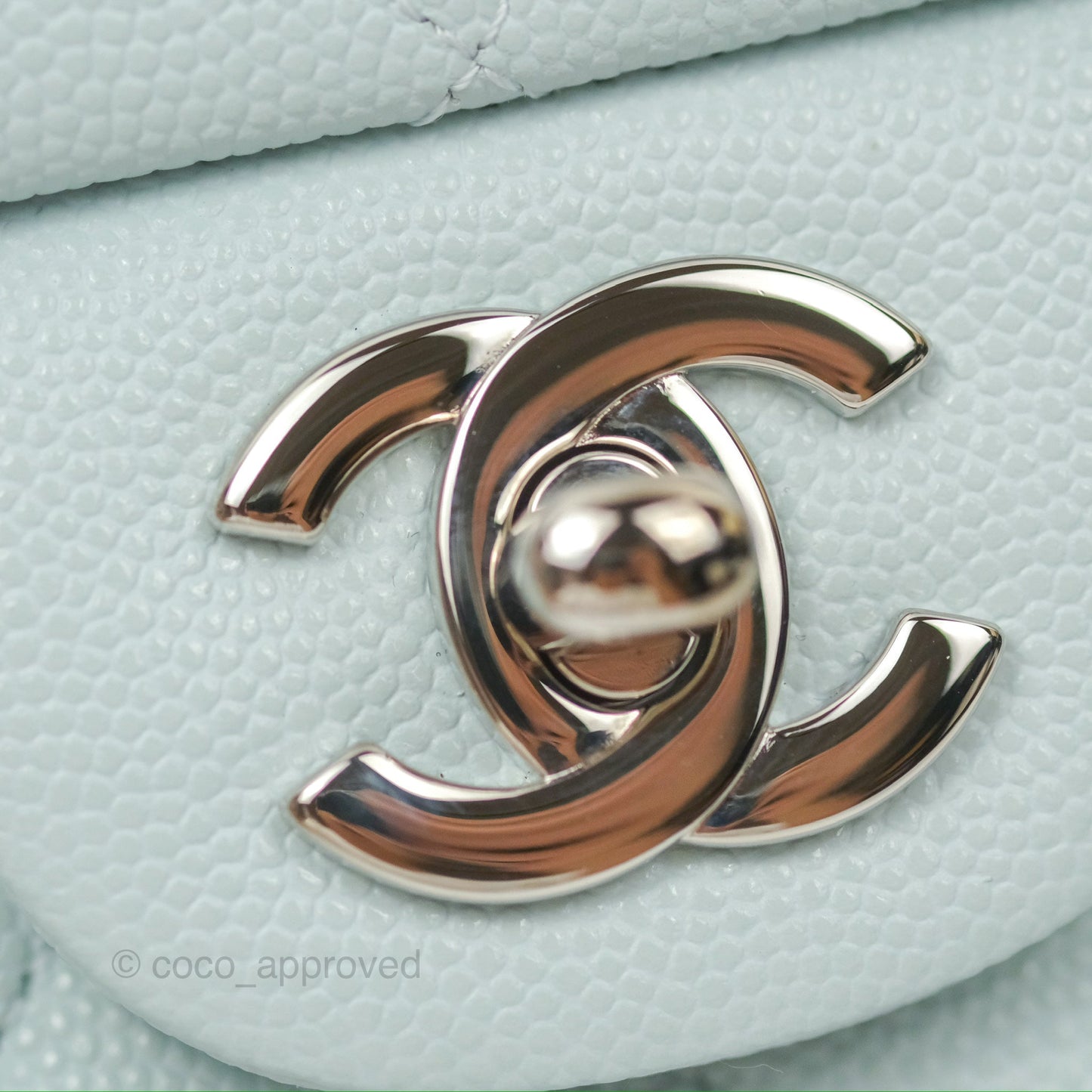 Chanel Medium Classic Flap Quilted Pale Blue Caviar Silver Hardware