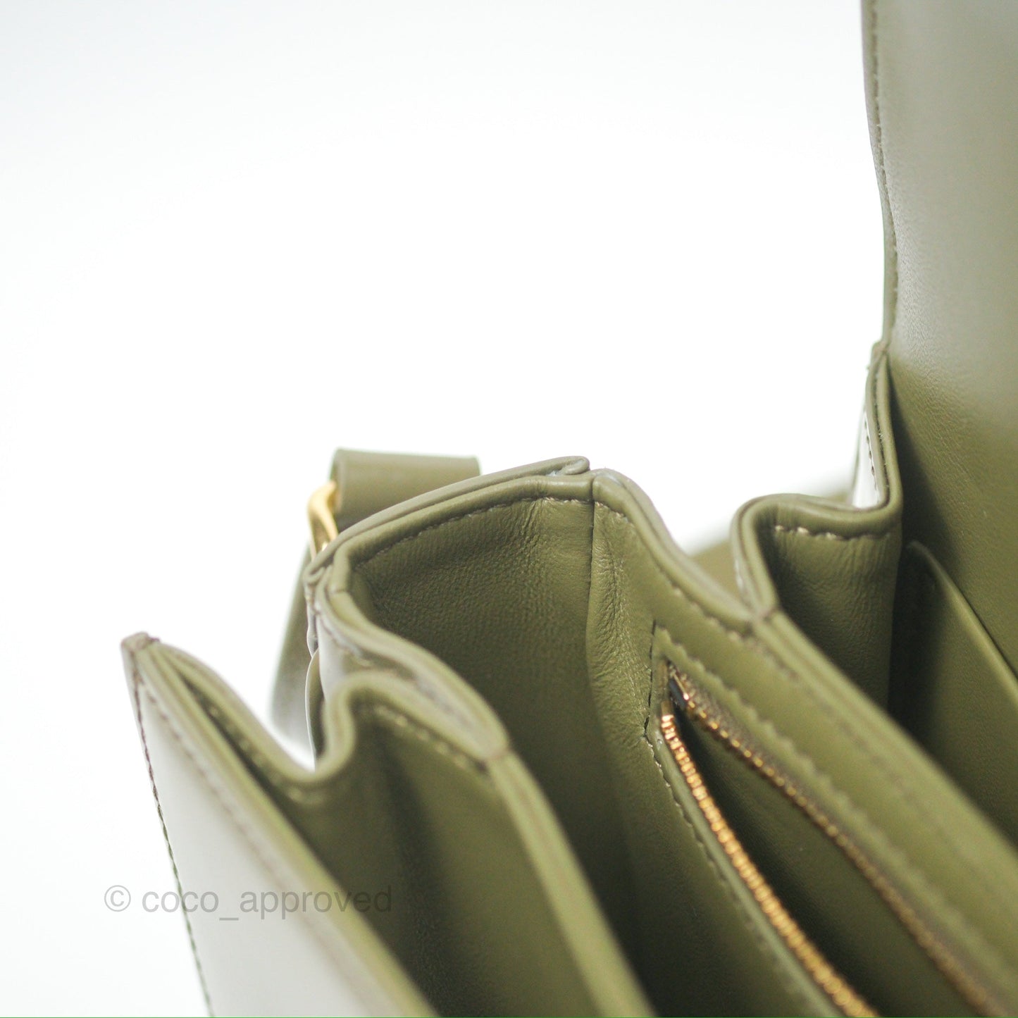 Celine Medium Triomphe Soft Khaki Shiny Calfskin