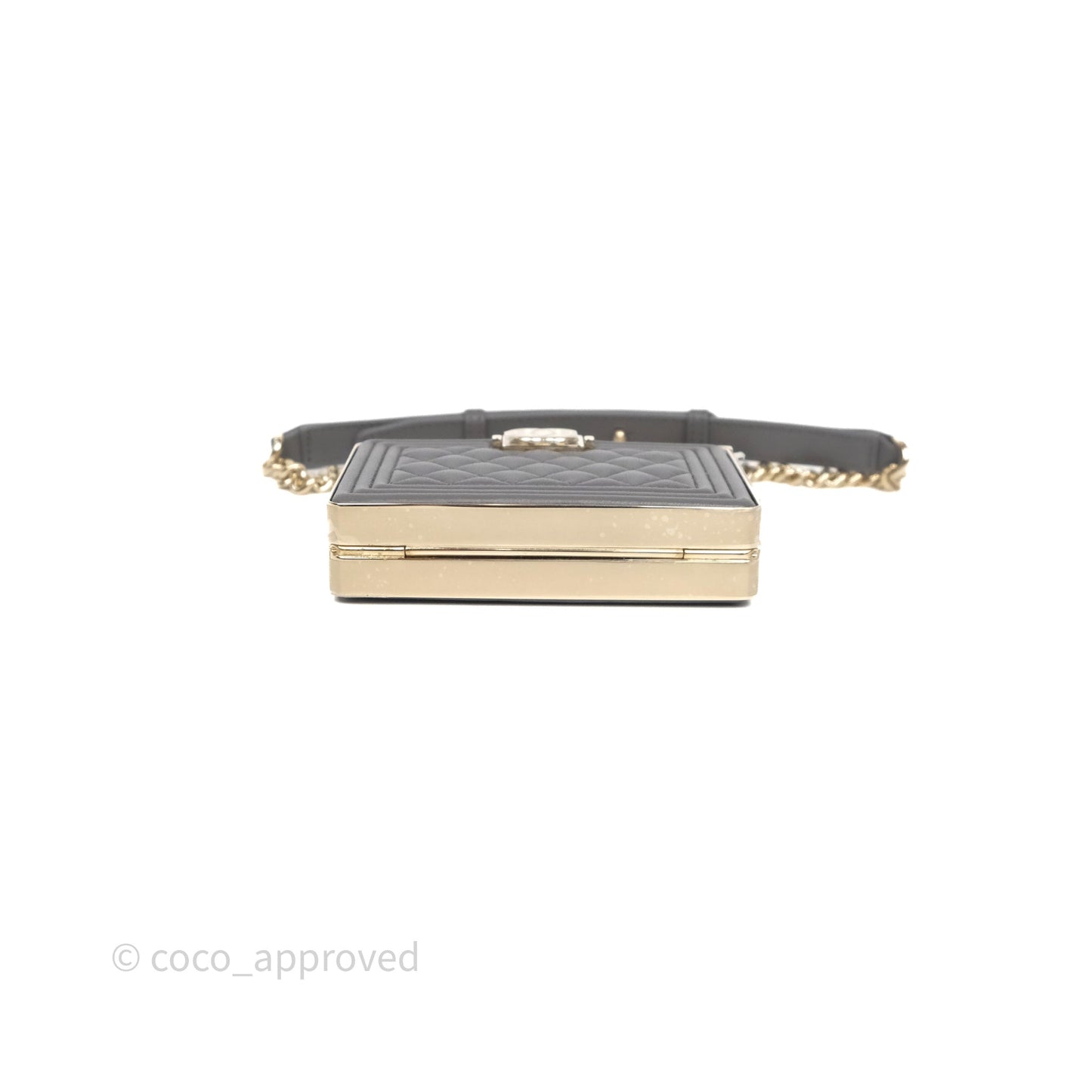 Chanel Grey Boy Mini Clutch Lambskin Gold Hardware