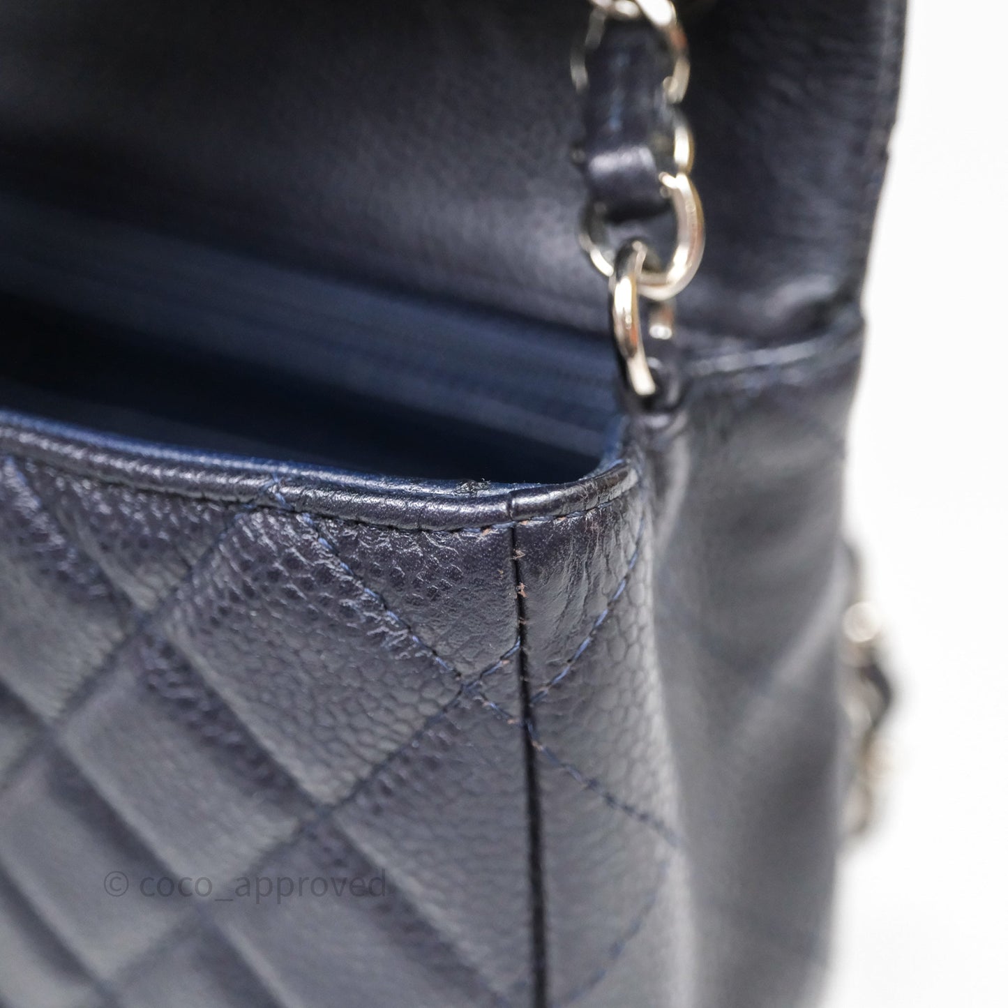 Chanel Mini Rectangular Quilted Dark Navy Caviar Silver Hardware