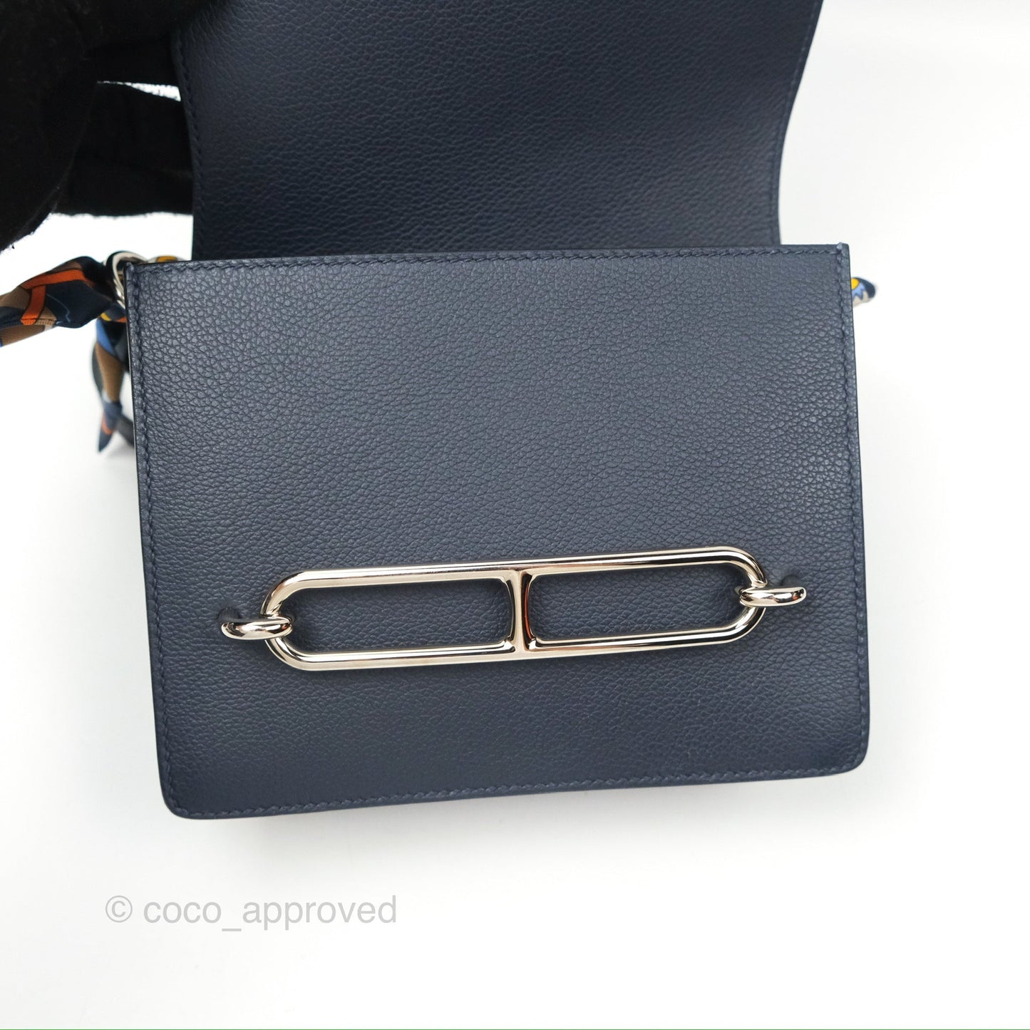 Hermès Roulis Mini 18 Blue Nuit Evercolor Palladium Hardware