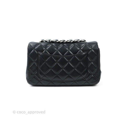 Chanel Classic Quilted Mini Rectangular Flap Black Lambskin Silver Hardware