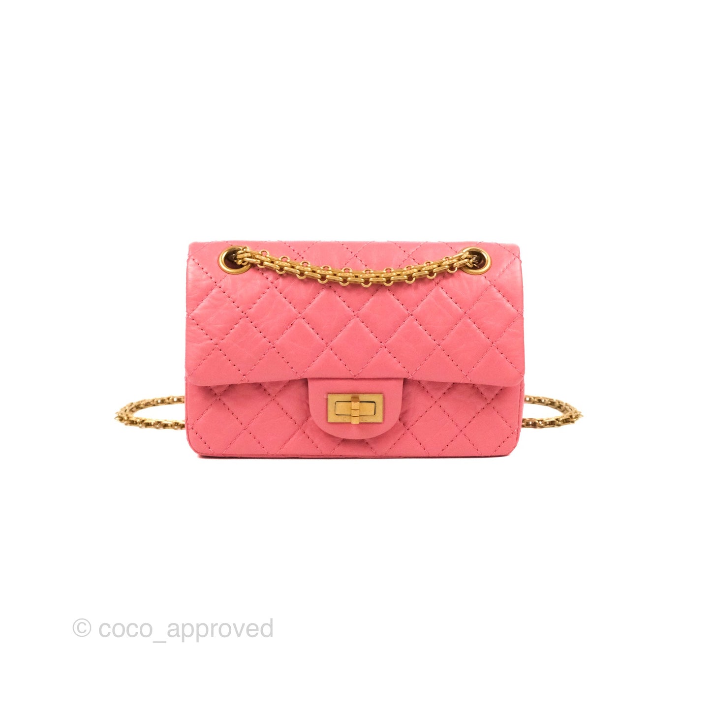 Chanel Mini Reissue 224 Pink Aged Calfskin Aged Gold Hardware