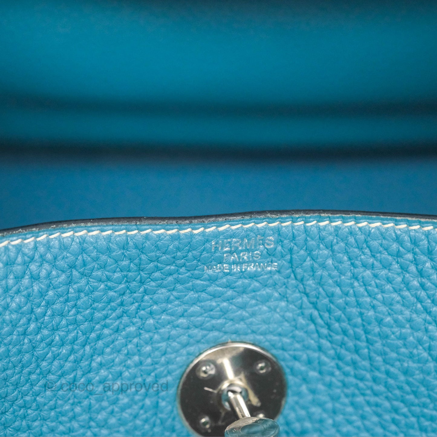 Hermès Lindy 34 Blue Jean Clemence Palladium Hardware