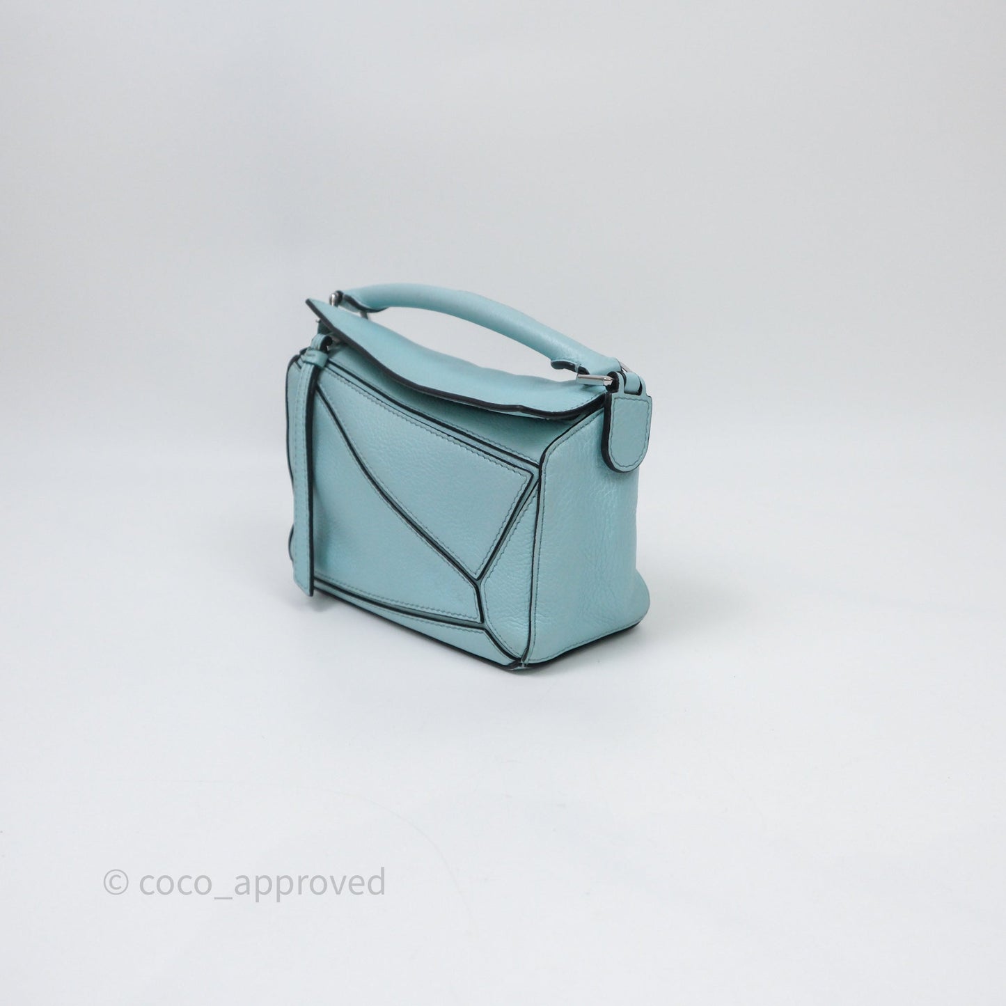 Loewe Mini Puzzle Bag Light Blue Calfskin Silver Hardware