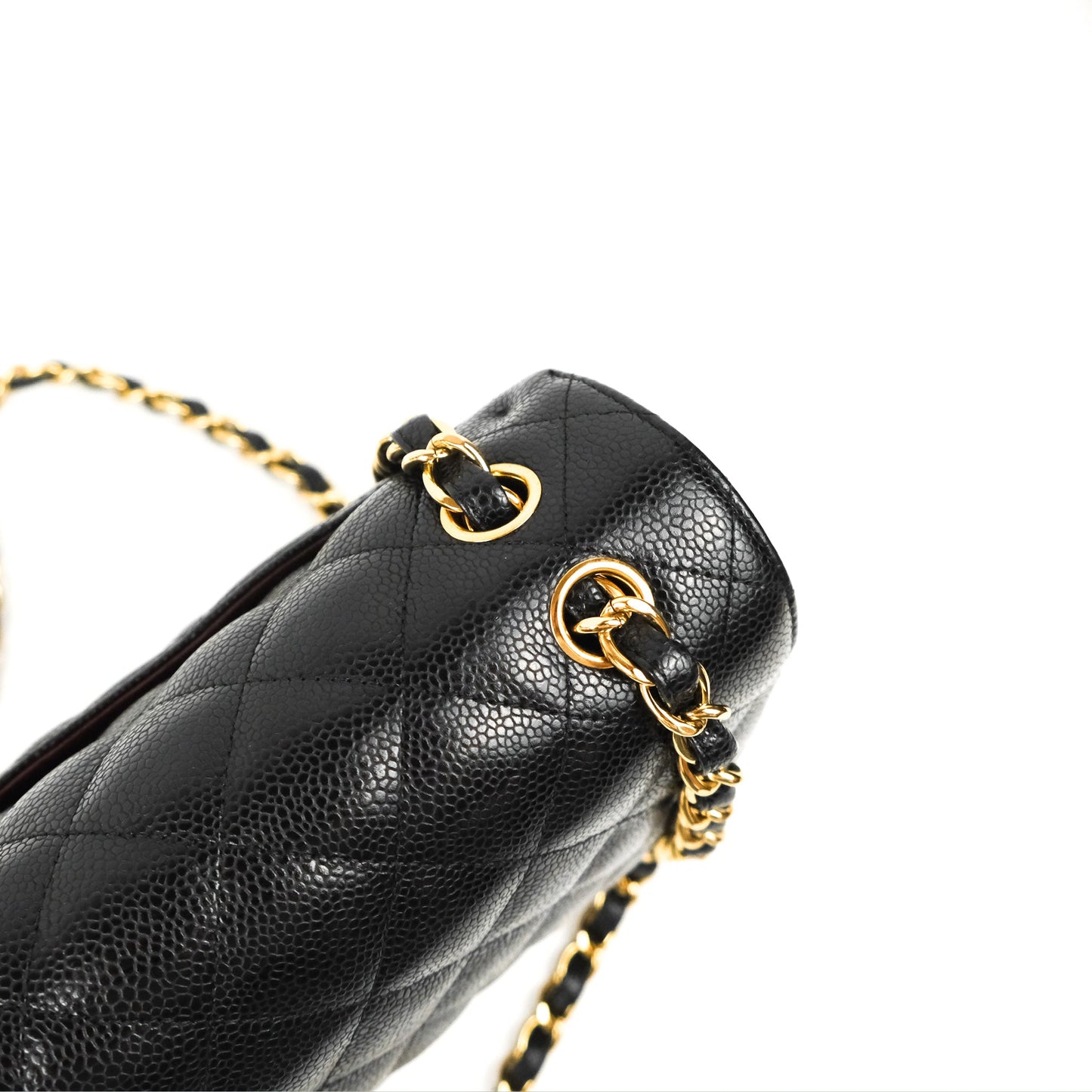 Chanel Jumbo Double Flap Black Caviar Gold Hardware⁣⁣