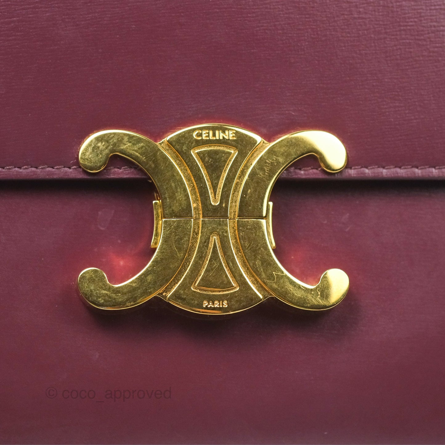 Celine Medium Triomphe Acai Burgundy Shiny Calfskin