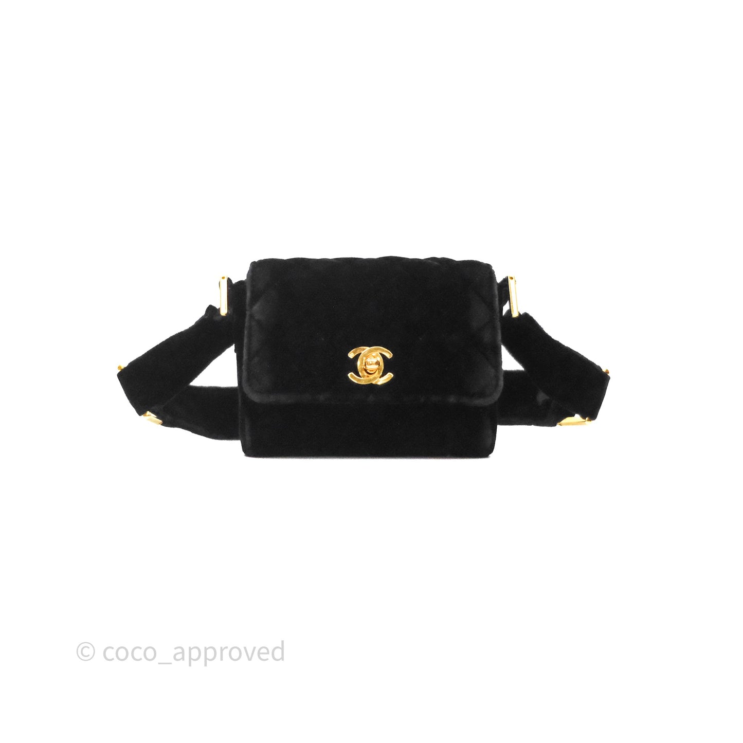 Chanel Vintage Mini Flap Bag Black Velvet Gold Hardware