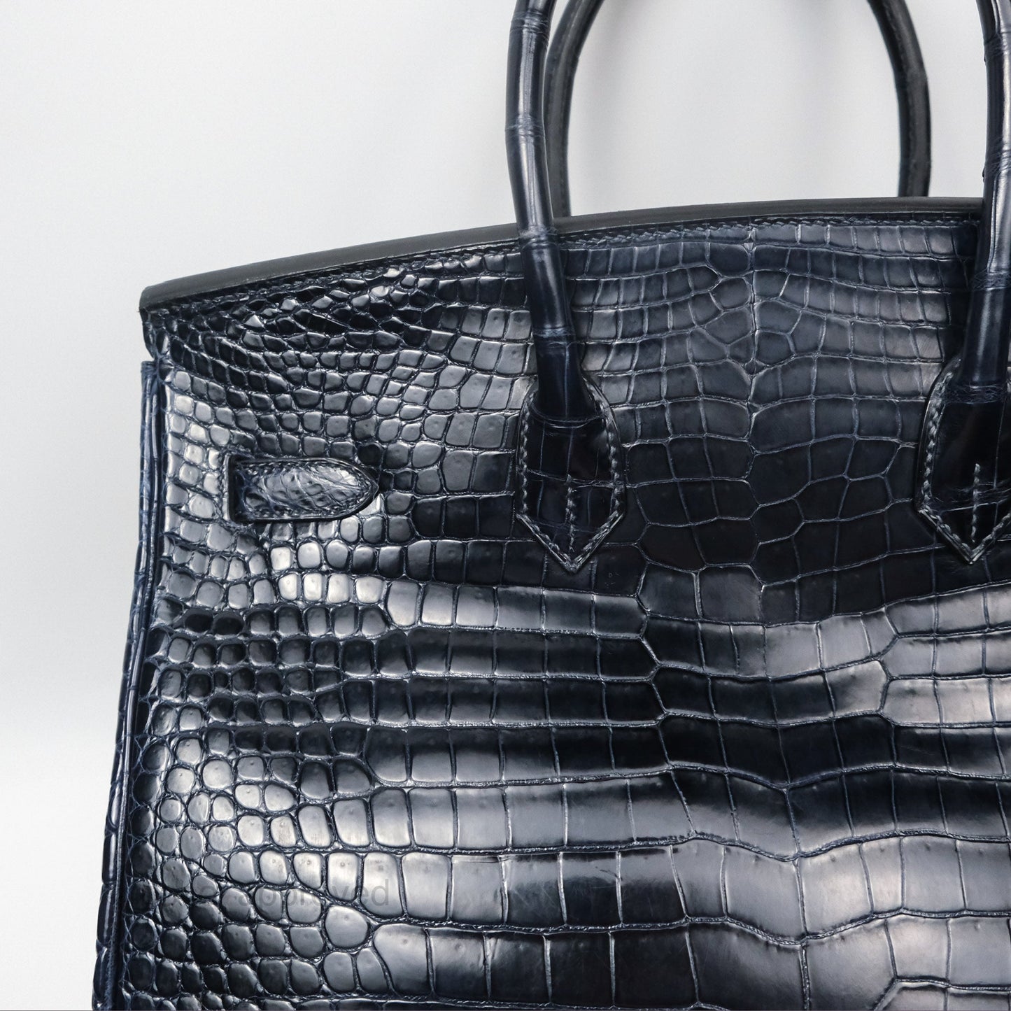 Hermès Birkin 35 Porosus Marine 78 Palladium Hardware