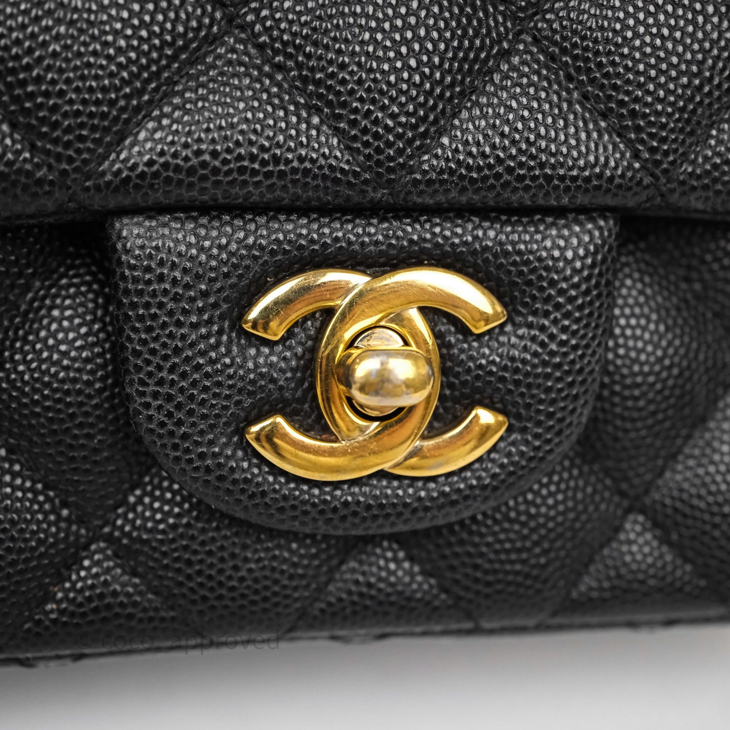 Chanel Mini Square Quilted Black Caviar Gold Hardware