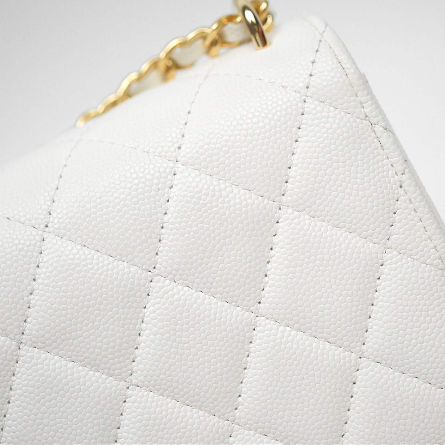 Chanel Mini WOC Bag Charm White Caviar Gold Hardware