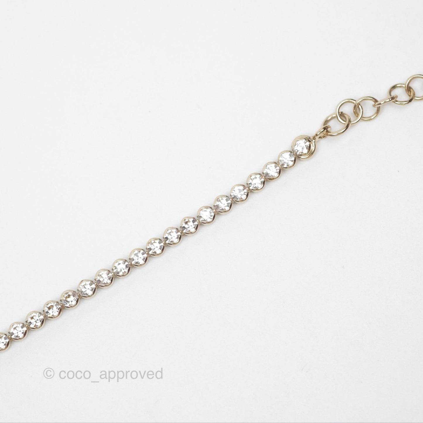 Chanel CC Crystal Chain Choker Necklace Gold Tone 21S