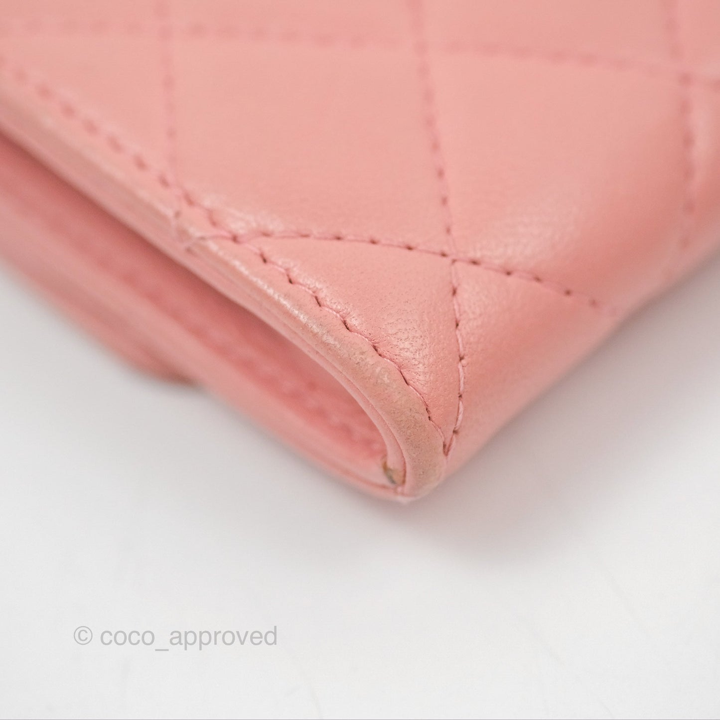Chanel Quilted Flap Card Holder Pink Lambskin Gold Hardware