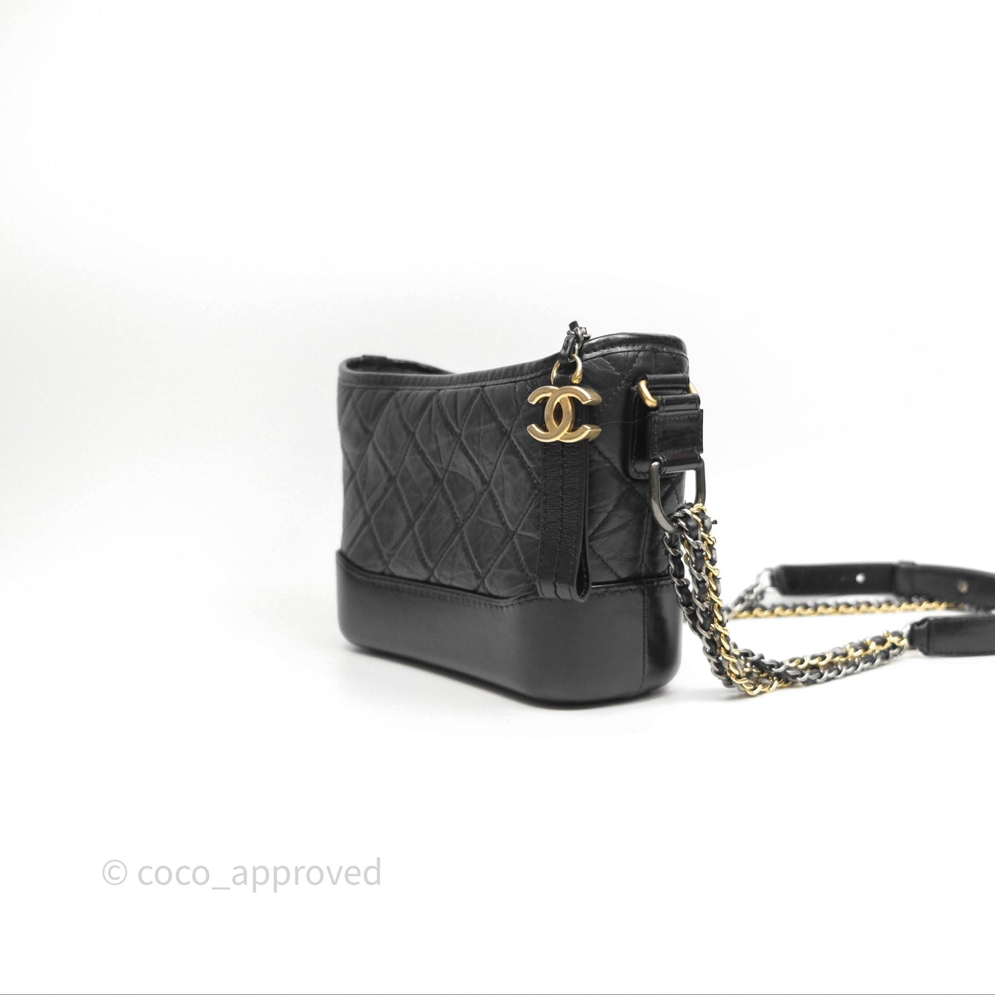 Chanel Small Gabrielle Hobo Quilted Black Aged Calfskin