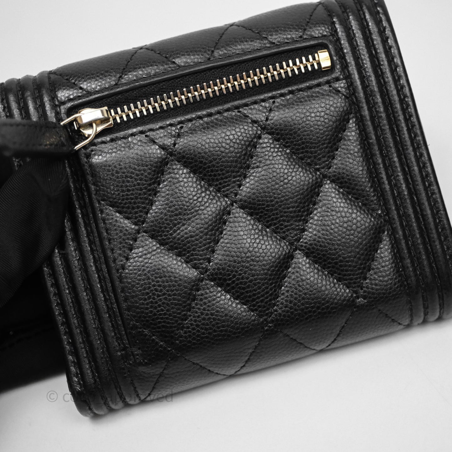 Chanel Small Boy Flap Wallet Black Caviar Gold Hardware
