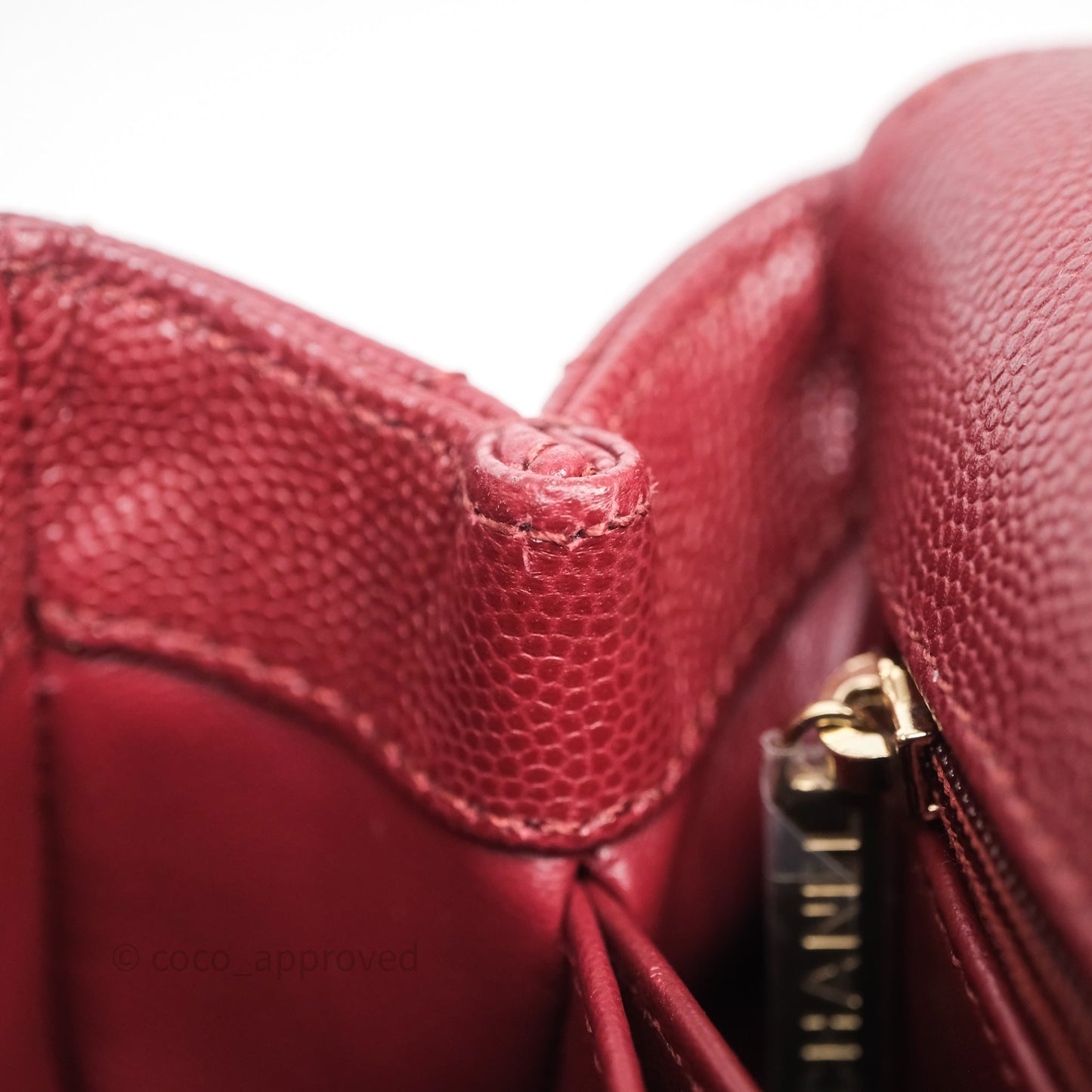 Chanel Small Coco Handle Quilted Red Burgundy Caviar Gold Hardware