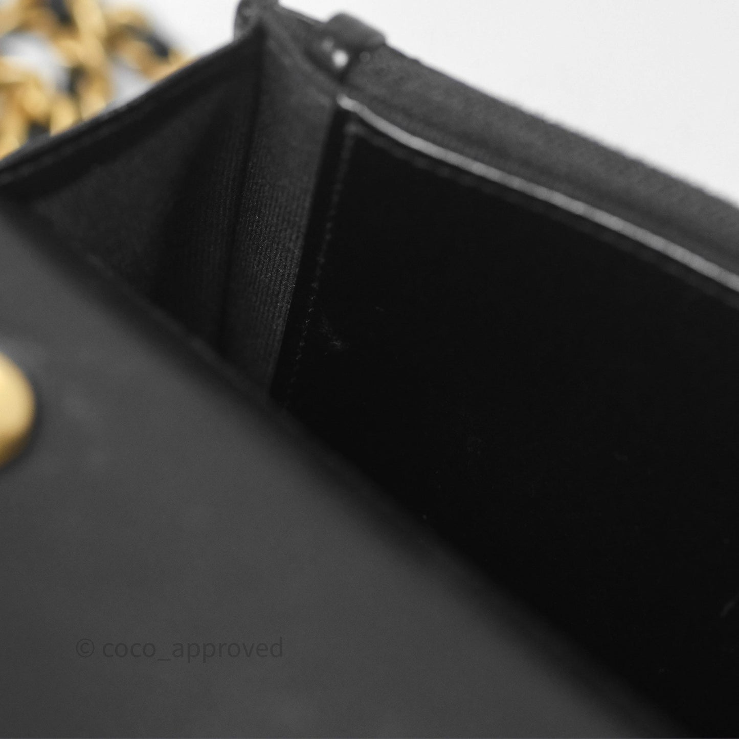 Chanel Quilted Medallion Wallet on Chain WOC Black Glossy Lambskin Gold Hardware 22K