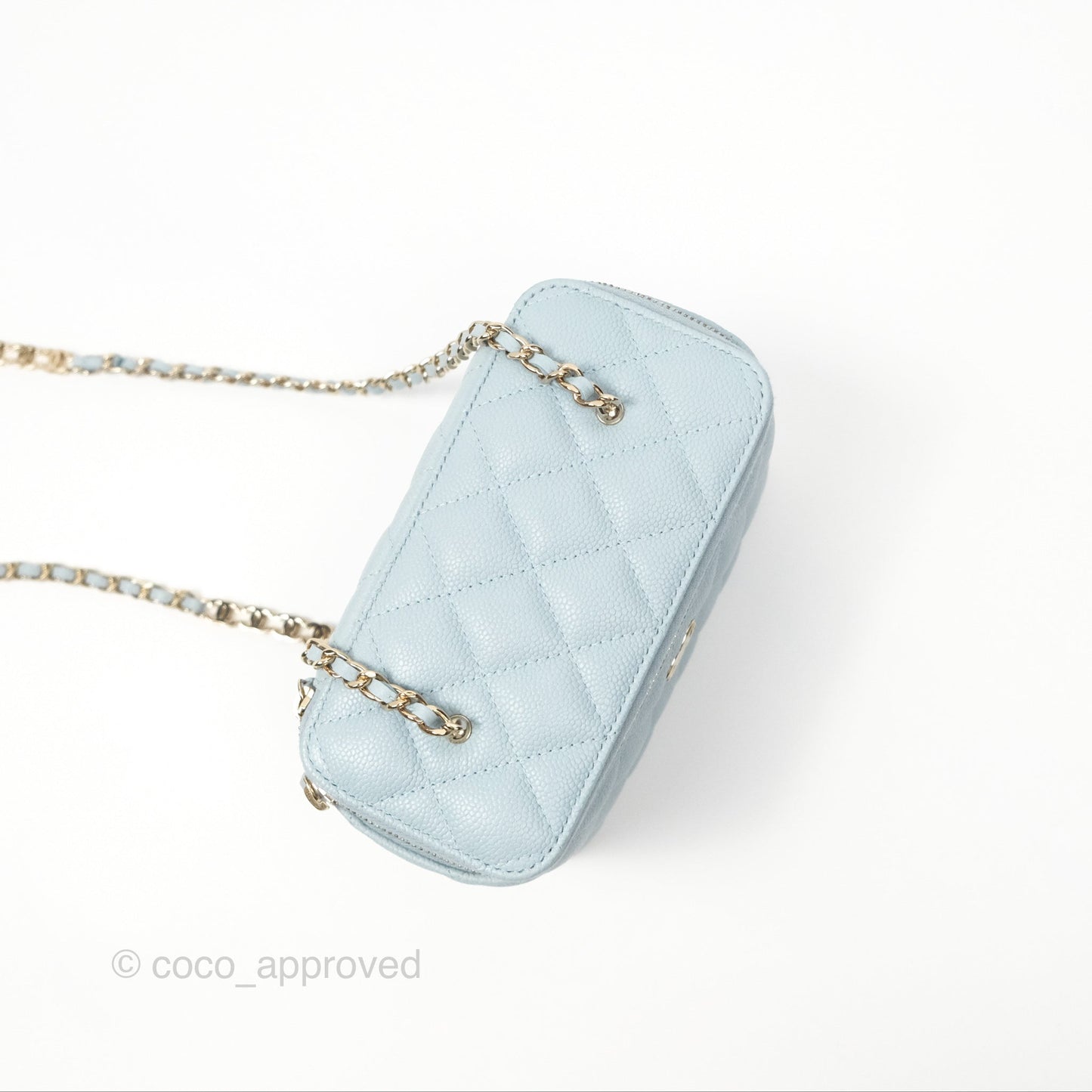 Chanel Vanity with CC Chain Light Blue Caviar Gold Hardware