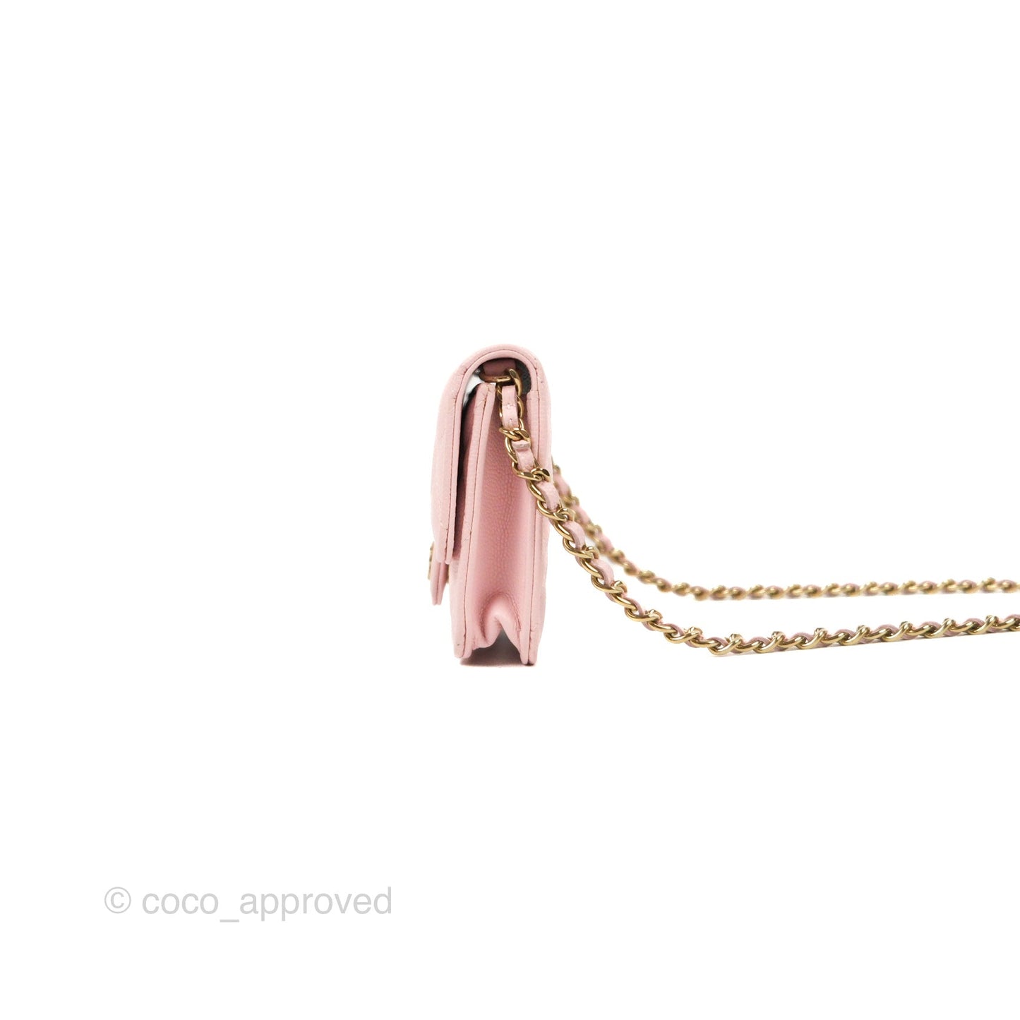 Chanel Mini Wallet With Chain Light Pink Caviar Gold Hardware