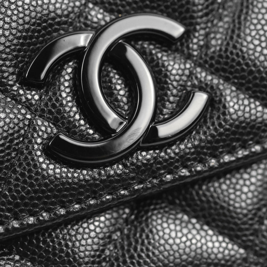 Chanel Quilted So Black Wallet on Chain WOC Caviar Incognito Hardware