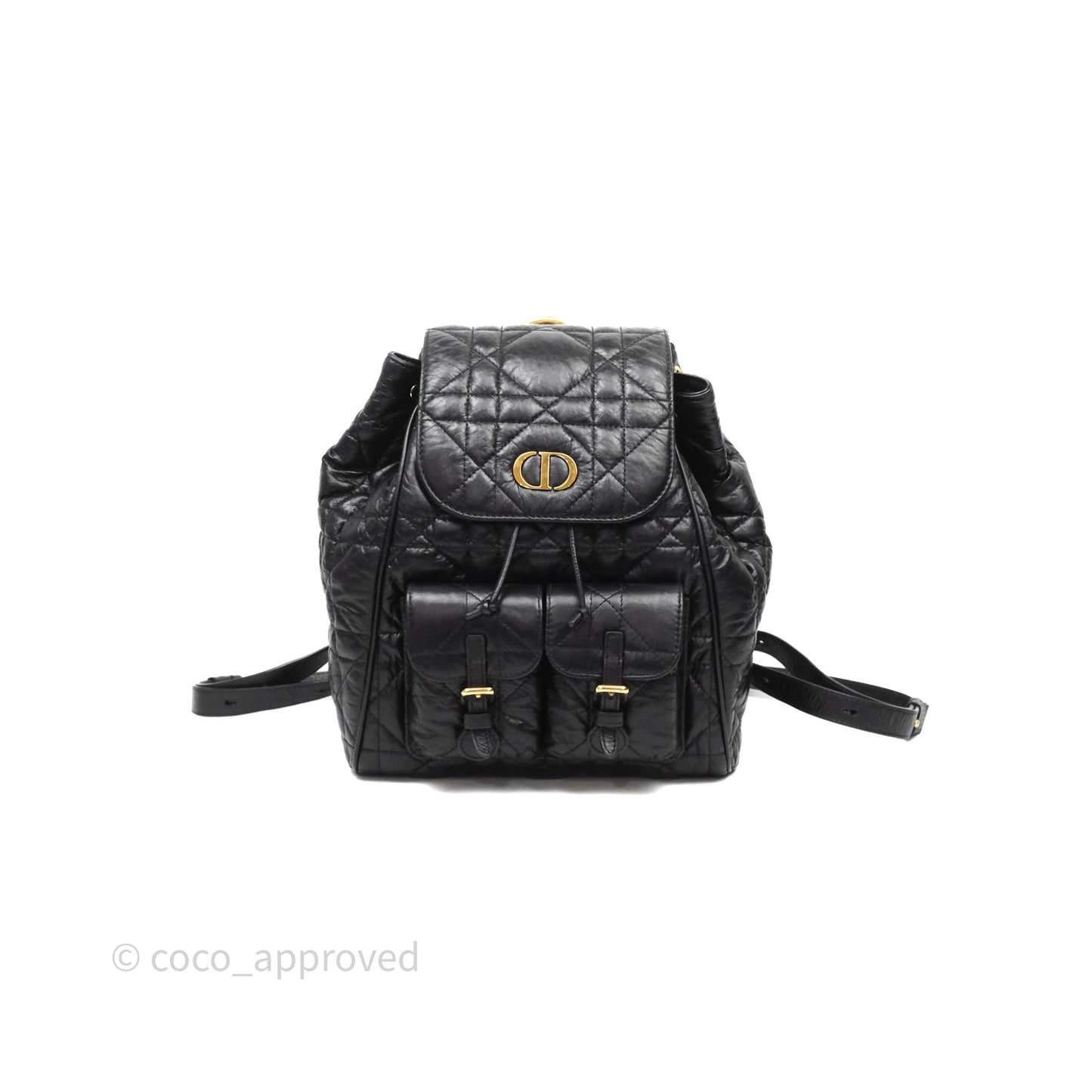 Christian Dior Medium Dior Caro Backpack Black Macrocannage Lambskin