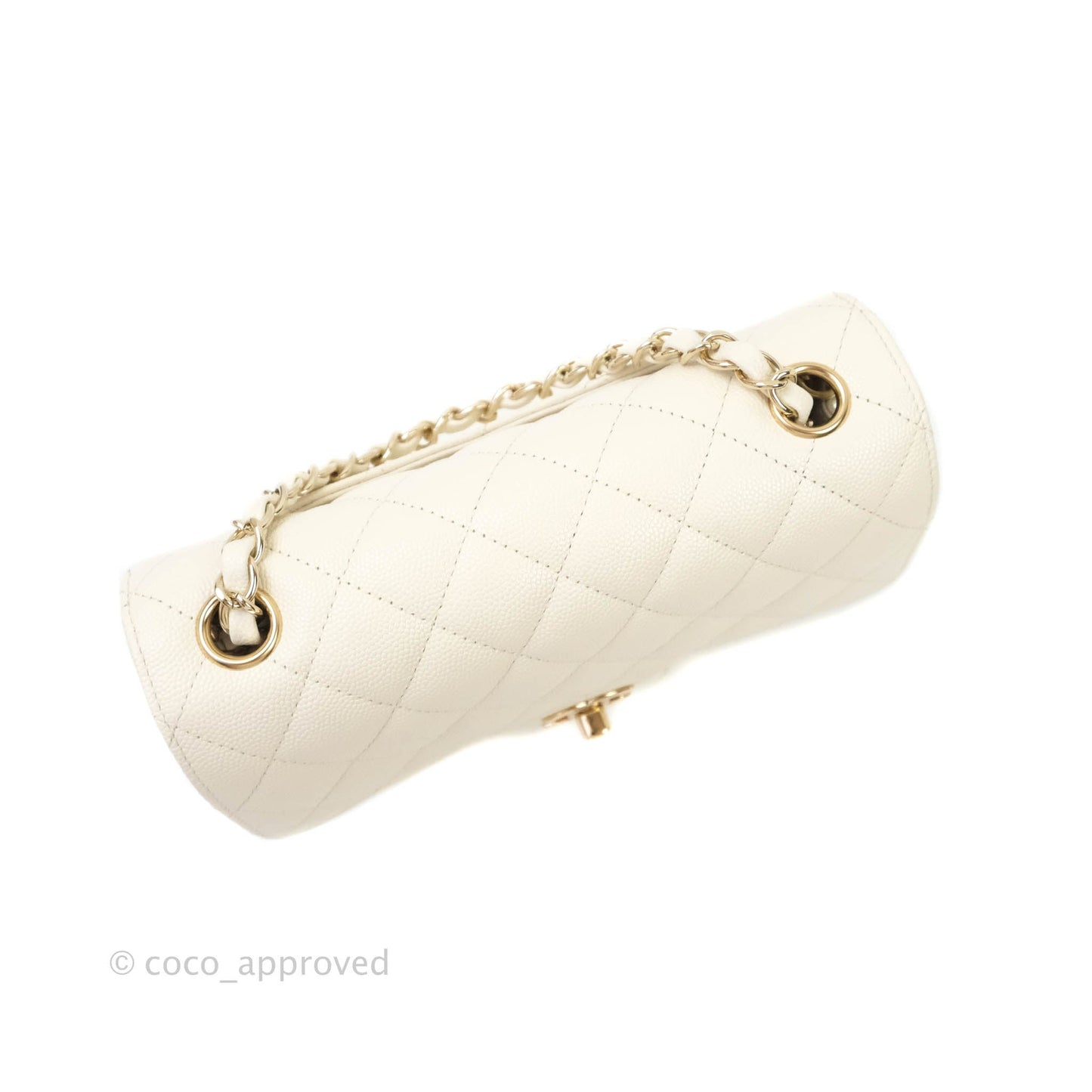 Chanel Classic Quilted Mini Rectangular Flap Ivory Caviar Gold Hardware