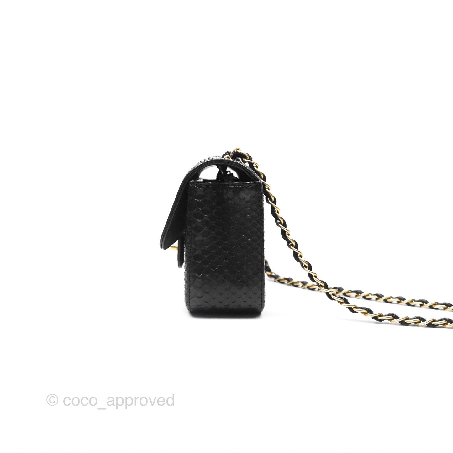 Chanel Quilted Mini Rectangular Flap Black Python Gold Hardware