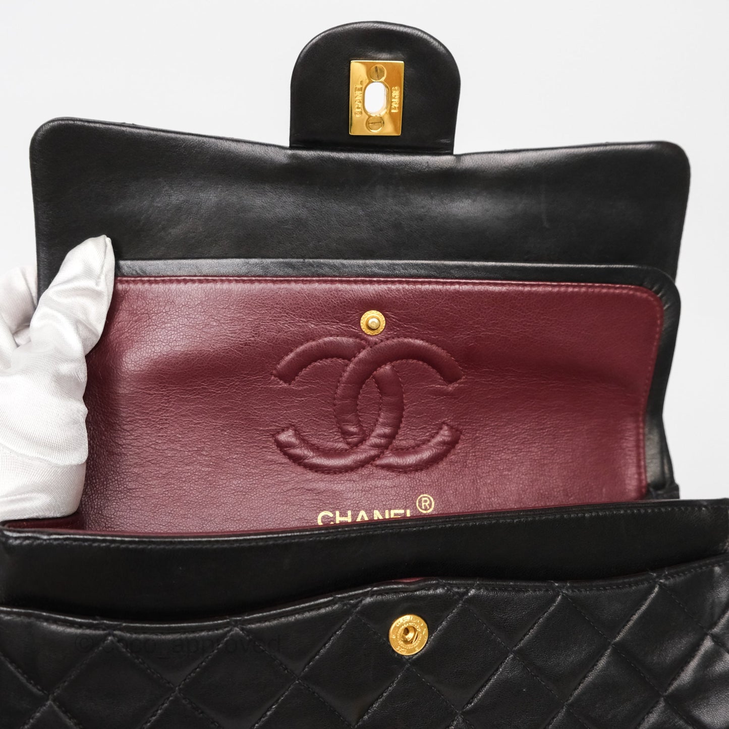 Chanel Vintage Small Classic Flap Black Lambskin 24K Gold Hardware